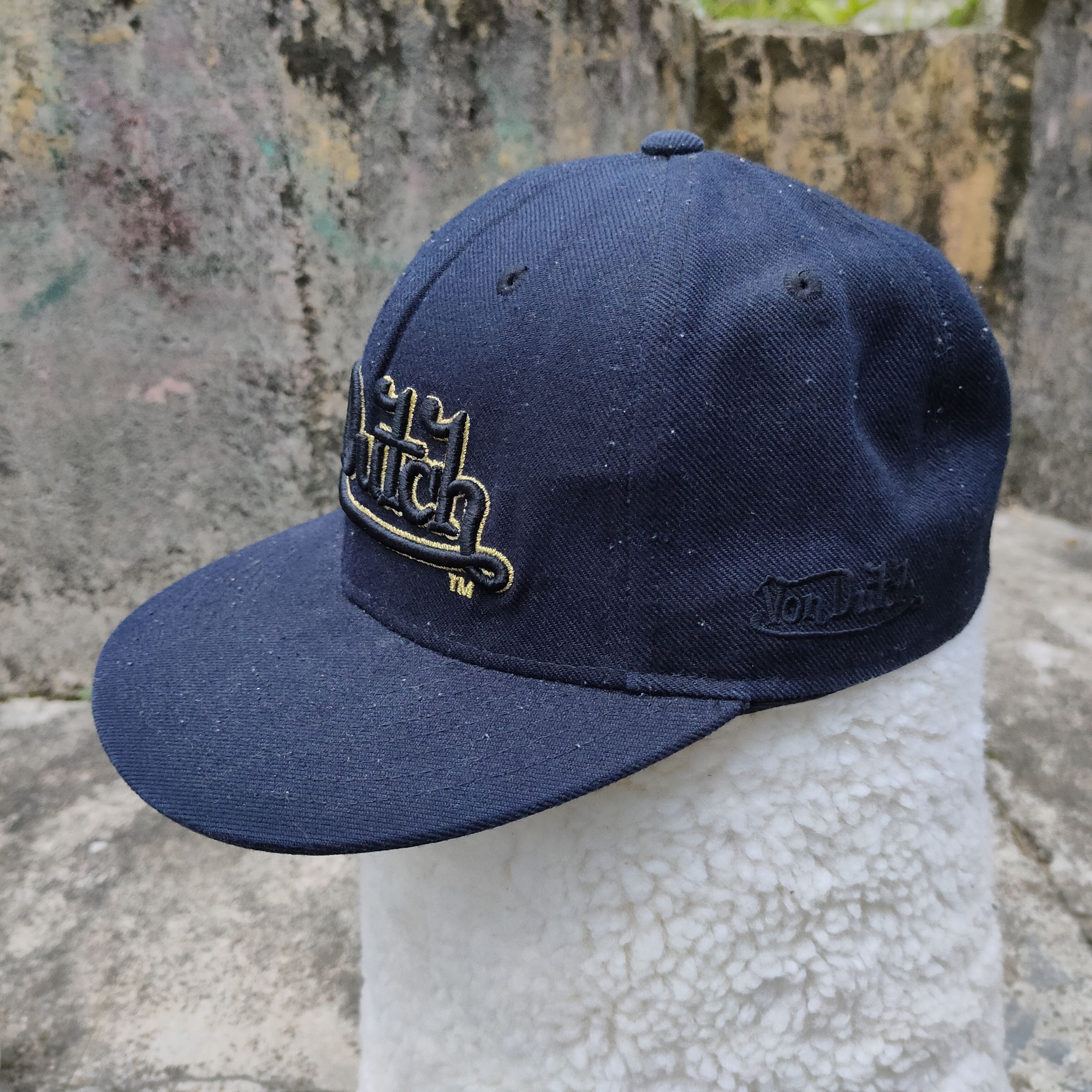 Vintage Vintage VON DUTCH Solid Black Full Cap 57CM Size Embroidery Size ONE SIZE - 2 Thumbnail