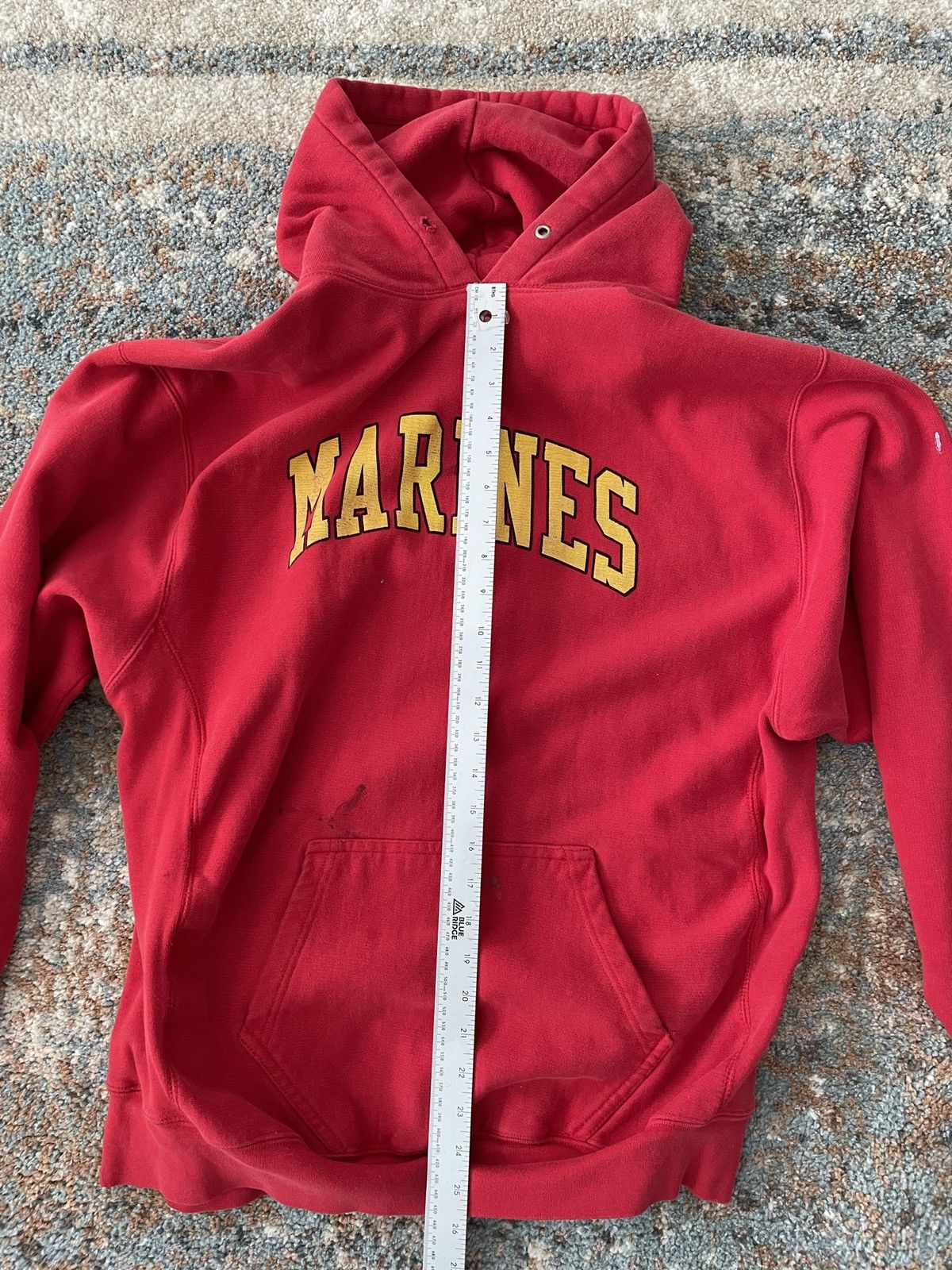 Vintage VTG Reverse Weave Marines Hoodie Red Medium Size US M / EU 48-50 / 2 - 5 Thumbnail