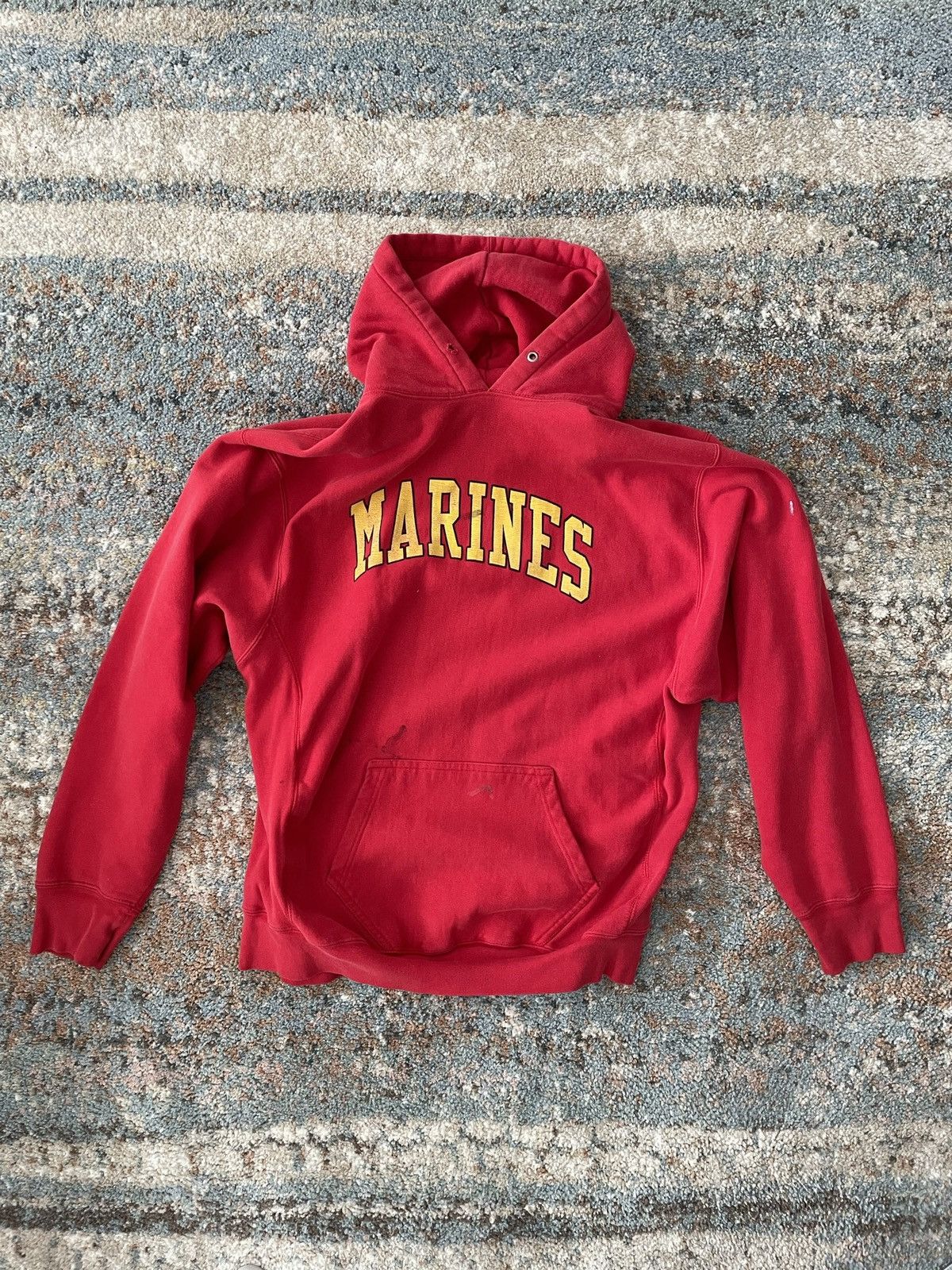 Vintage VTG Reverse Weave Marines Hoodie Red Medium Size US M / EU 48-50 / 2 - 1 Thumbnail