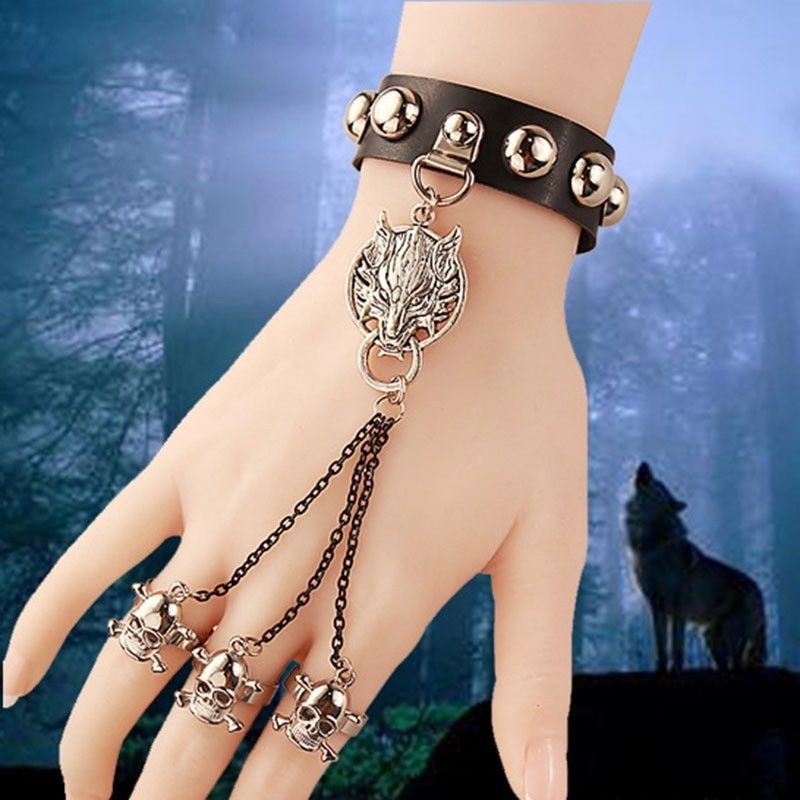 Jewelry Skull Wolf Hand Chains Bracelet Size ONE SIZE - 1 Thumbnail