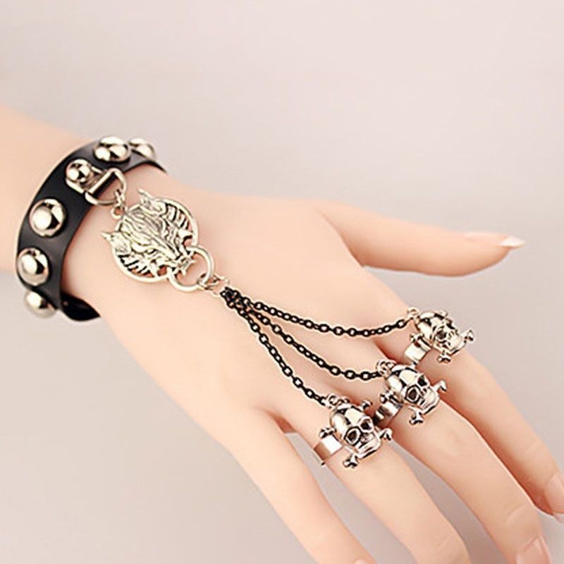 Jewelry Skull Wolf Hand Chains Bracelet Size ONE SIZE - 2 Thumbnail