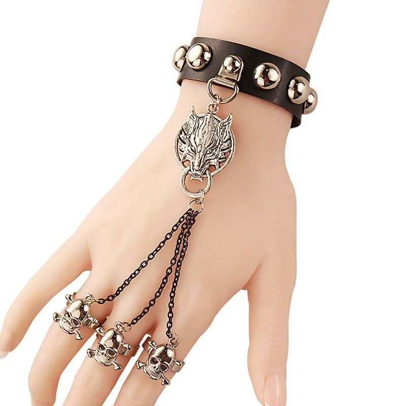 Jewelry Skull Wolf Hand Chains Bracelet Size ONE SIZE - 5 Thumbnail