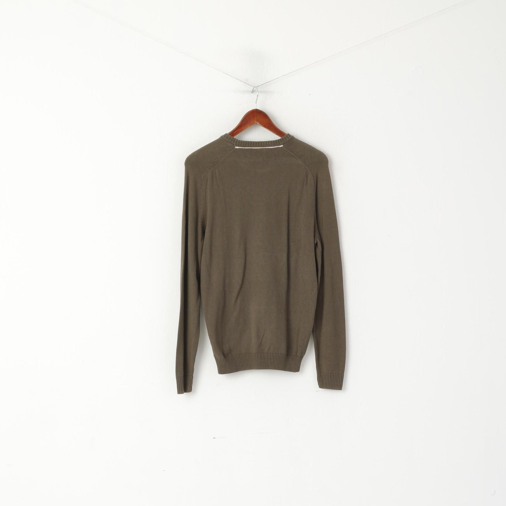 Original Penguin Penguin Men S Jumper Khaki Cotton Knitted Crew Neck 8103 Size US S / EU 44-46 / 1 - 7 Thumbnail