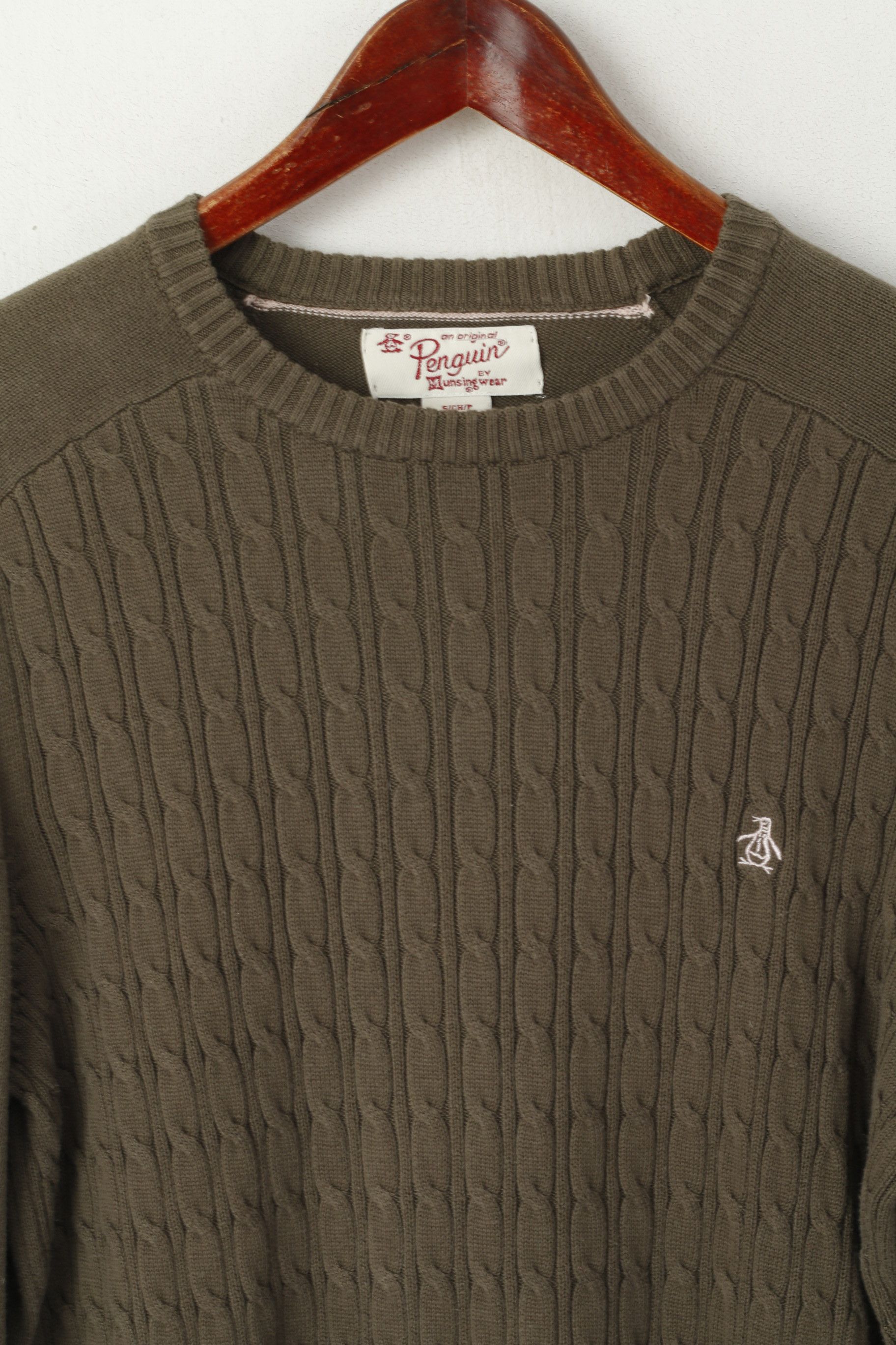 Original Penguin Penguin Men S Jumper Khaki Cotton Knitted Crew Neck 8103 Size US S / EU 44-46 / 1 - 3 Thumbnail