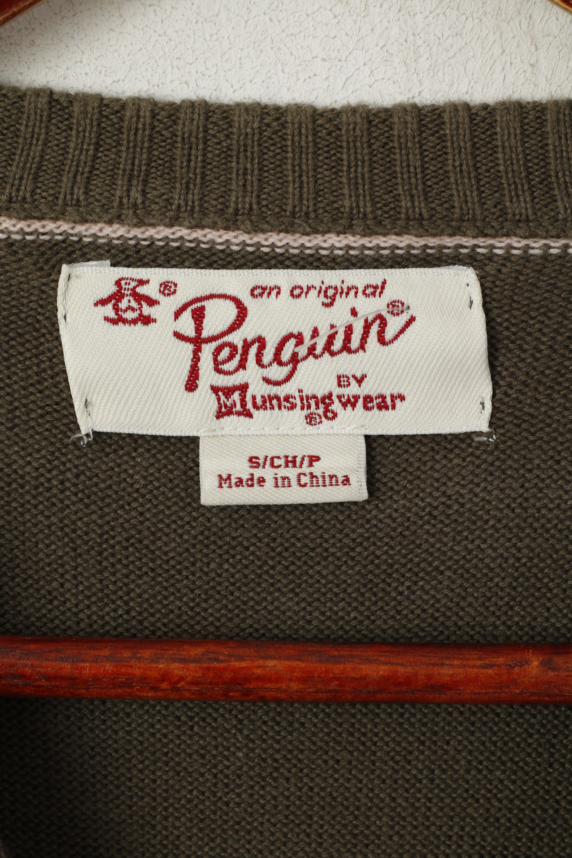 Original Penguin Penguin Men S Jumper Khaki Cotton Knitted Crew Neck 8103 Size US S / EU 44-46 / 1 - 5 Thumbnail