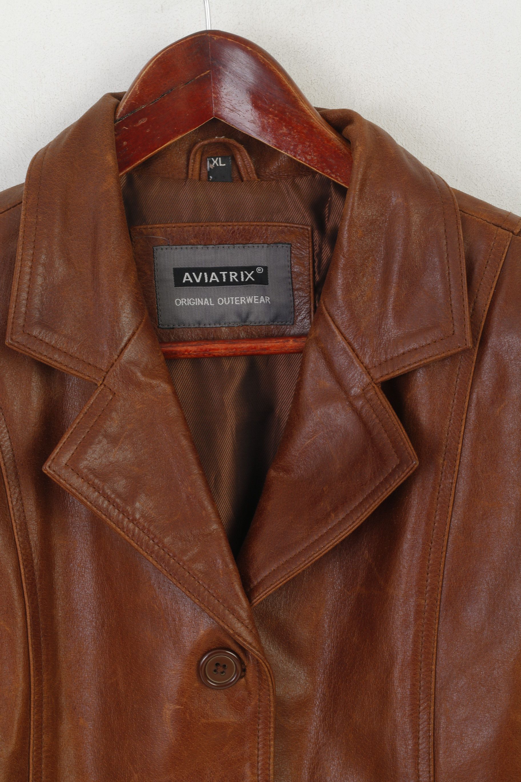 Vintage Aviatrix Women XL (L) Jacket Brown Leather 6173 Size XL / US 12-14 / IT 48-50 - 2 Thumbnail
