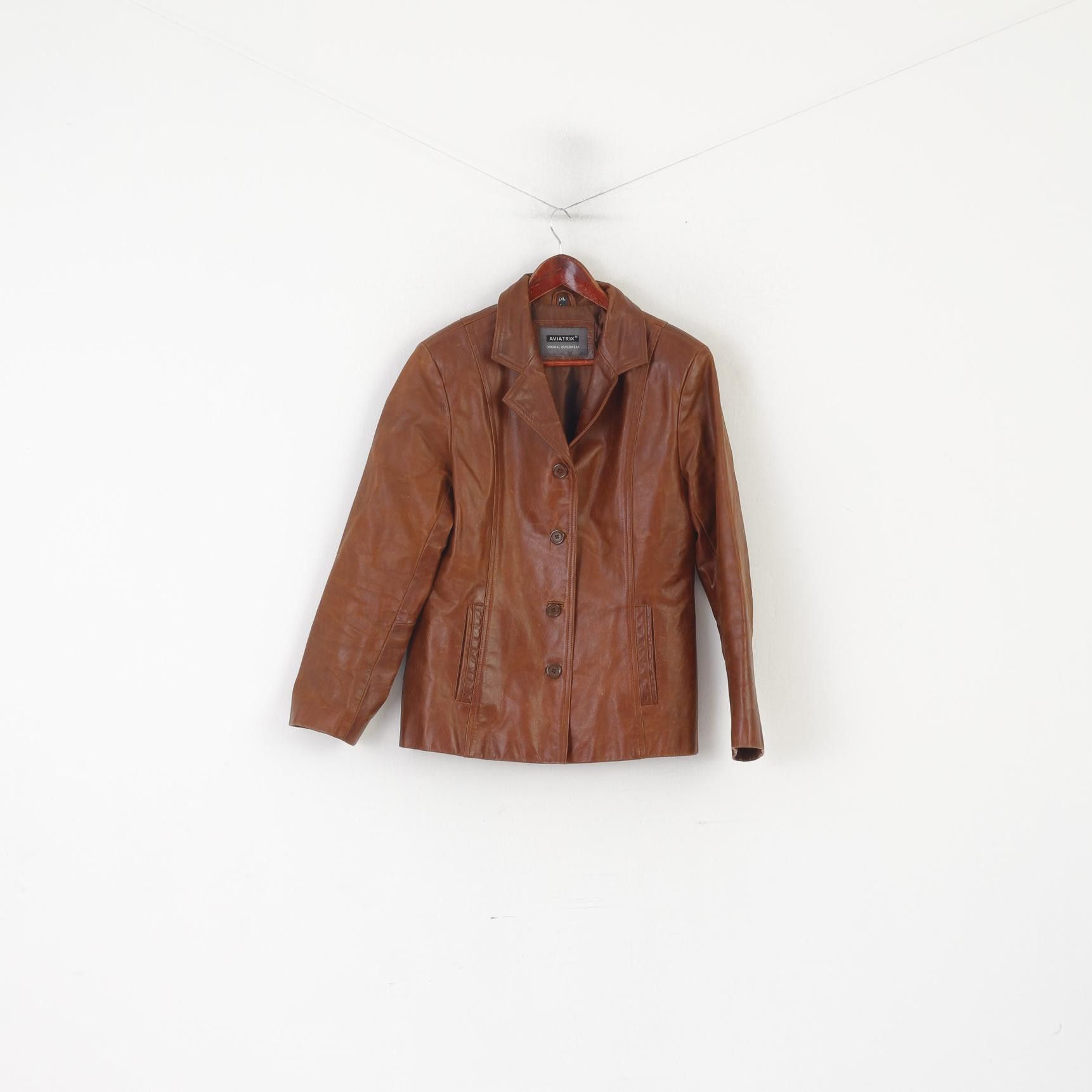 Vintage Aviatrix Women XL (L) Jacket Brown Leather 6173 Size XL / US 12-14 / IT 48-50 - 1 Thumbnail
