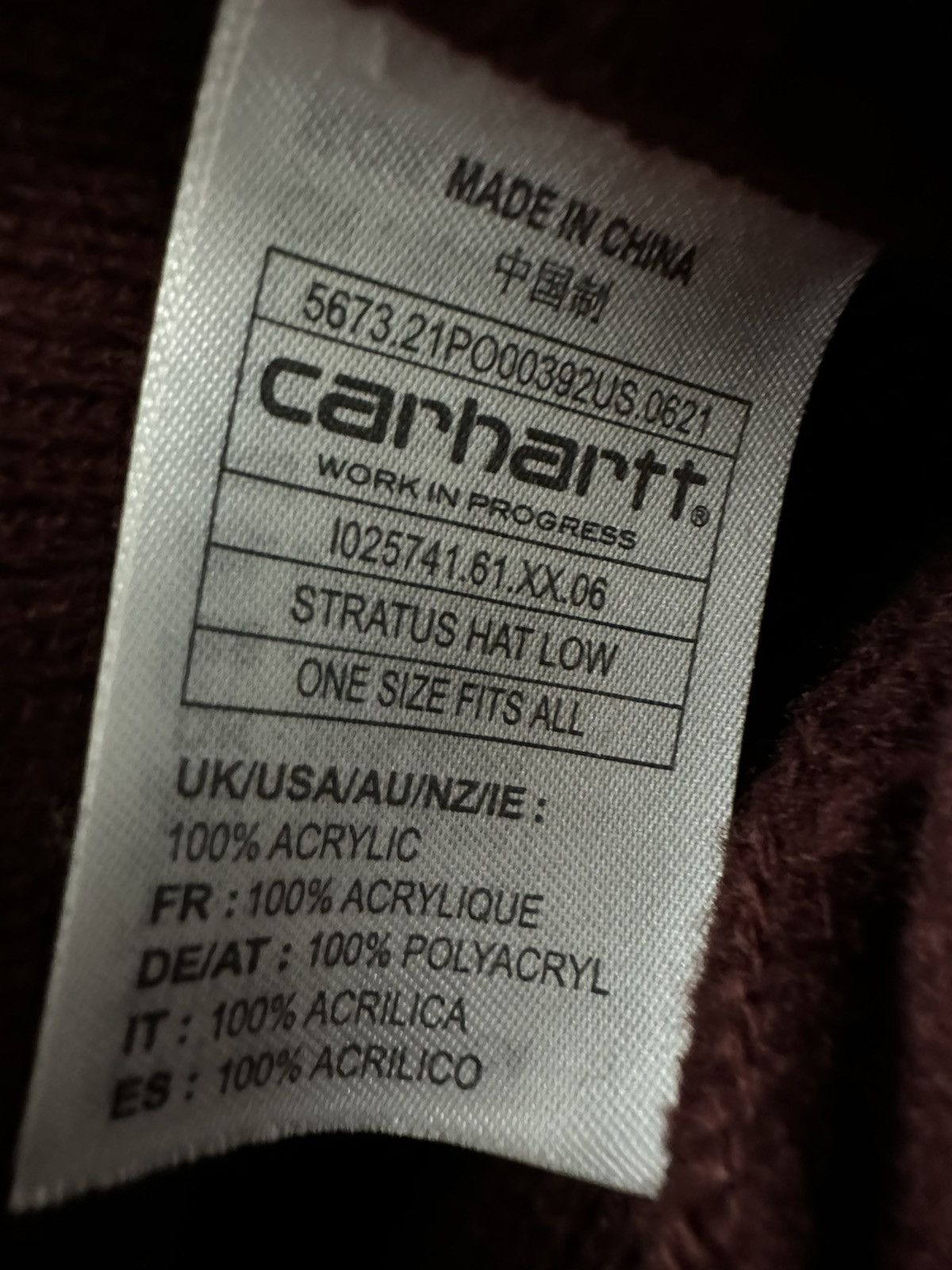 Carhartt W.I.P Stratus Hat / Beanie Low Light Burgundy Menswear