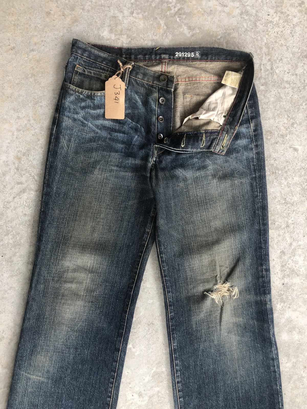 291295=Homme Japanese 291295 homme Distressed Jeans Straight Leg Jeans Size US 32 / EU 48 - 5 Thumbnail
