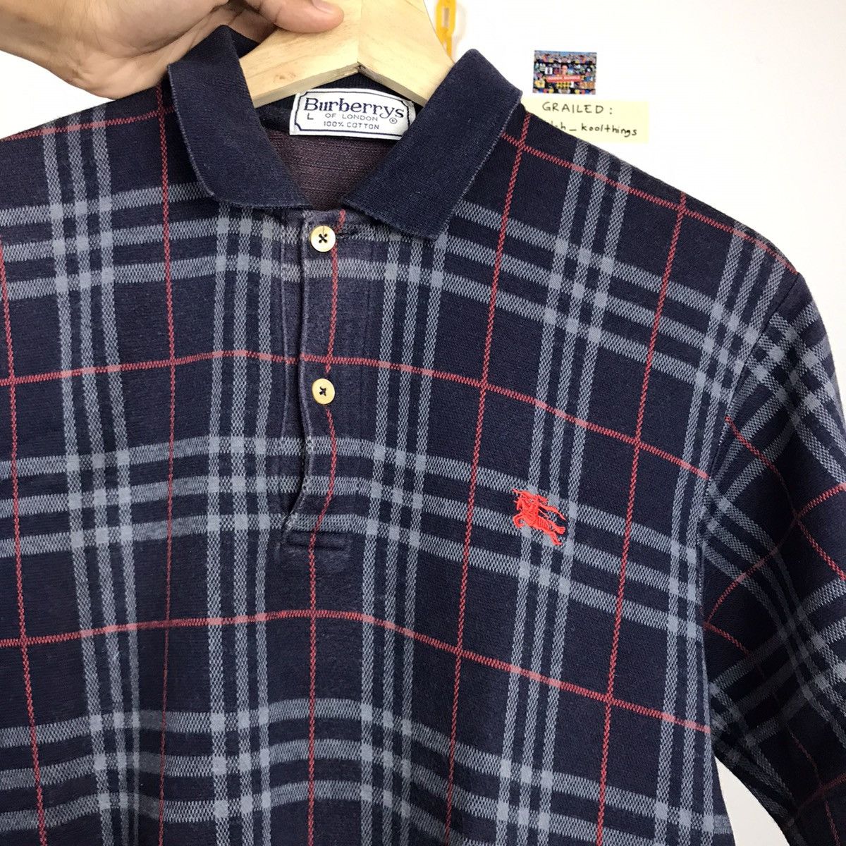 Burberry × Vintage Vintage Burberry Nova Check Polo Size US L / EU 52-54 / 3 - 3 Thumbnail