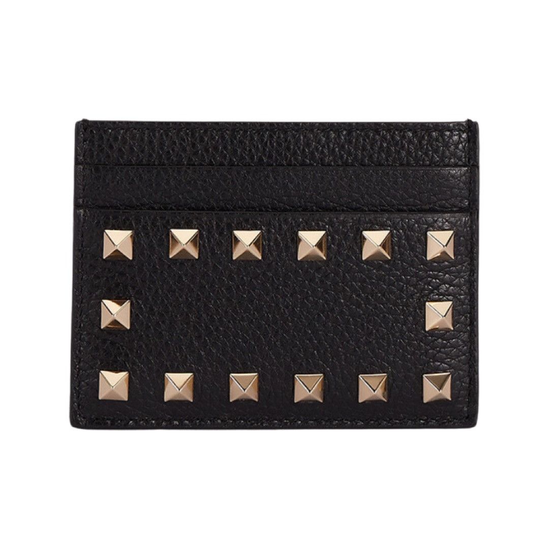 Valentino Garavani Rockstud grainy calfskin cardholder