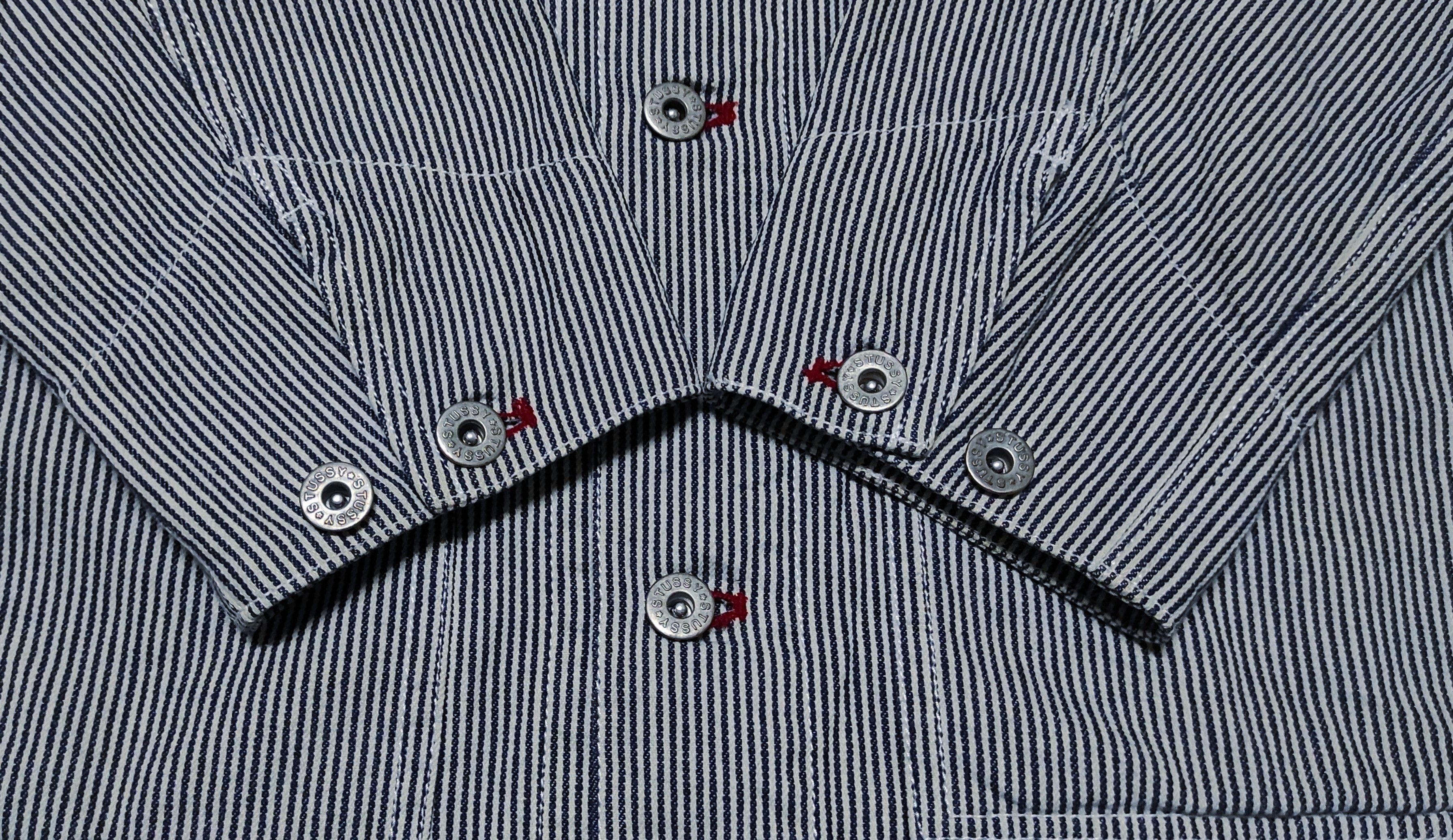 Stussy Stussy Hickory Stripe Embroidered Big Logo Chore Jacket Size US L / EU 52-54 / 3 - 6 Thumbnail