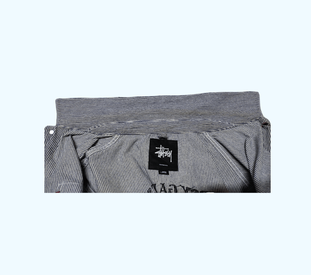 Stussy Stussy Hickory Stripe Embroidered Big Logo Chore Jacket Size US L / EU 52-54 / 3 - 8 Thumbnail
