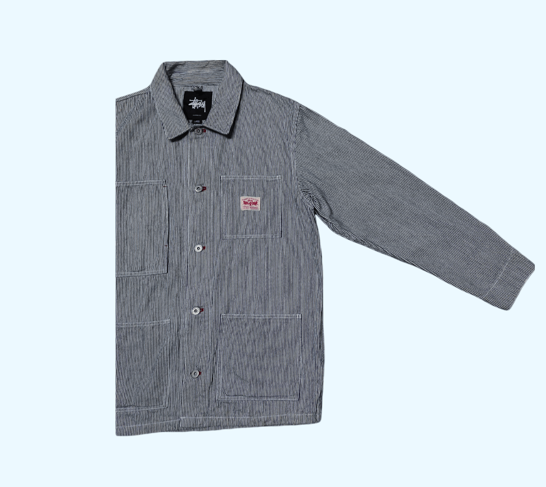 Stussy Stussy Hickory Stripe Embroidered Big Logo Chore Jacket Size US L / EU 52-54 / 3 - 5 Thumbnail
