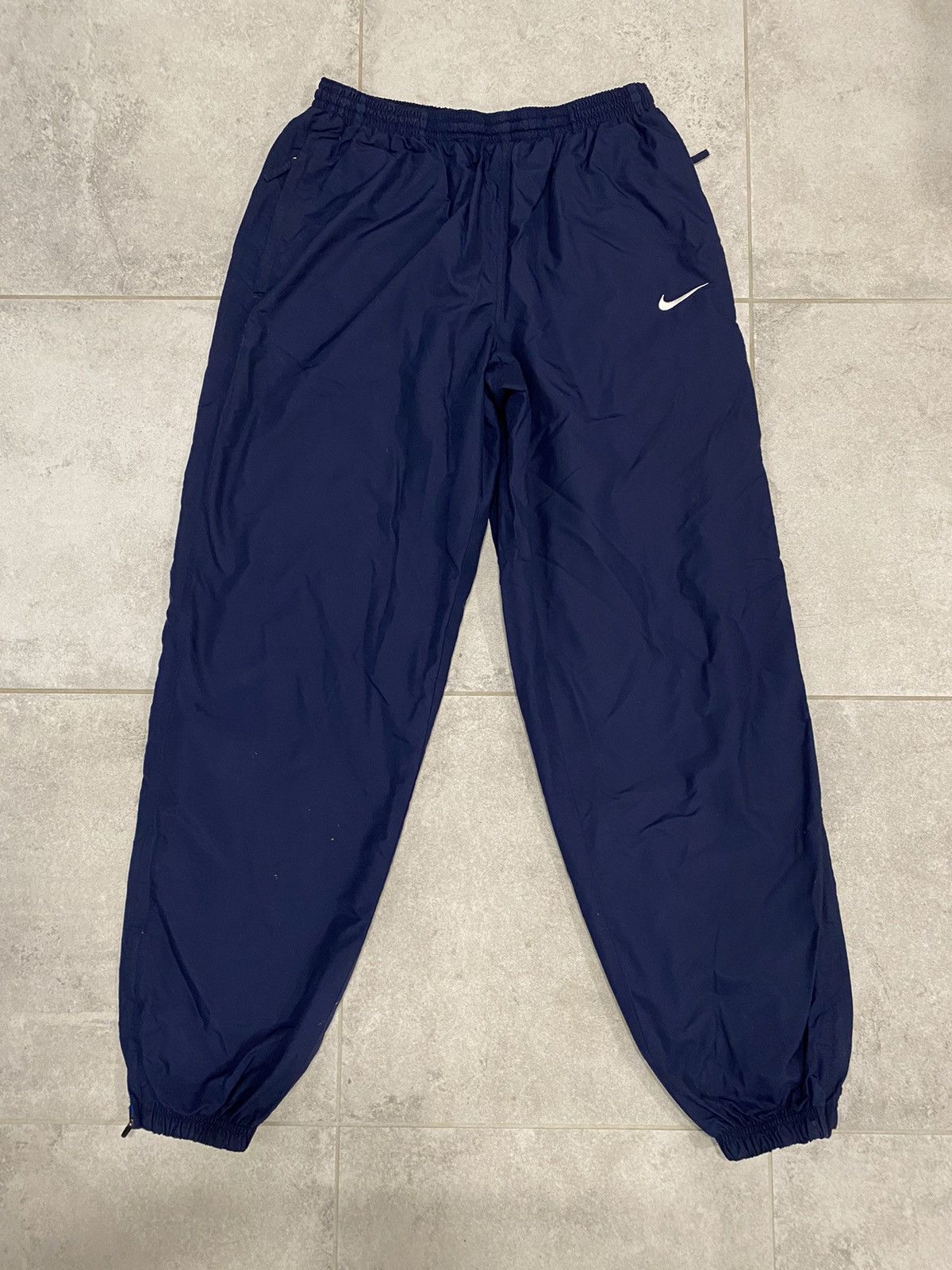 Nike × Vintage Nike vintage navy track pants small swoosh Size US 32 / EU 48 - 1 Thumbnail