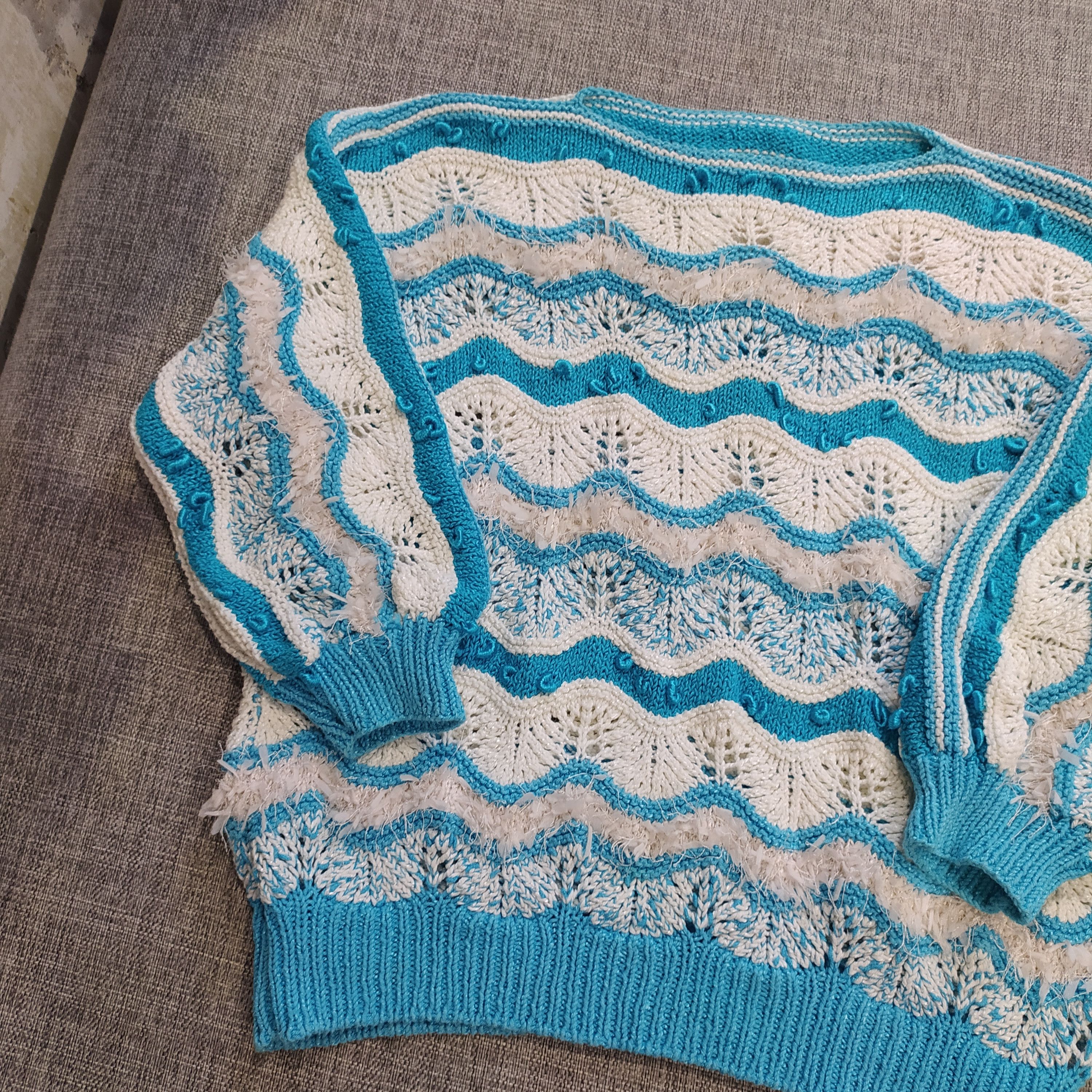 Vintage Vintage Distressed Reversible style Knitted Striped Sweater Size S / US 4 / IT 40 - 2 Thumbnail