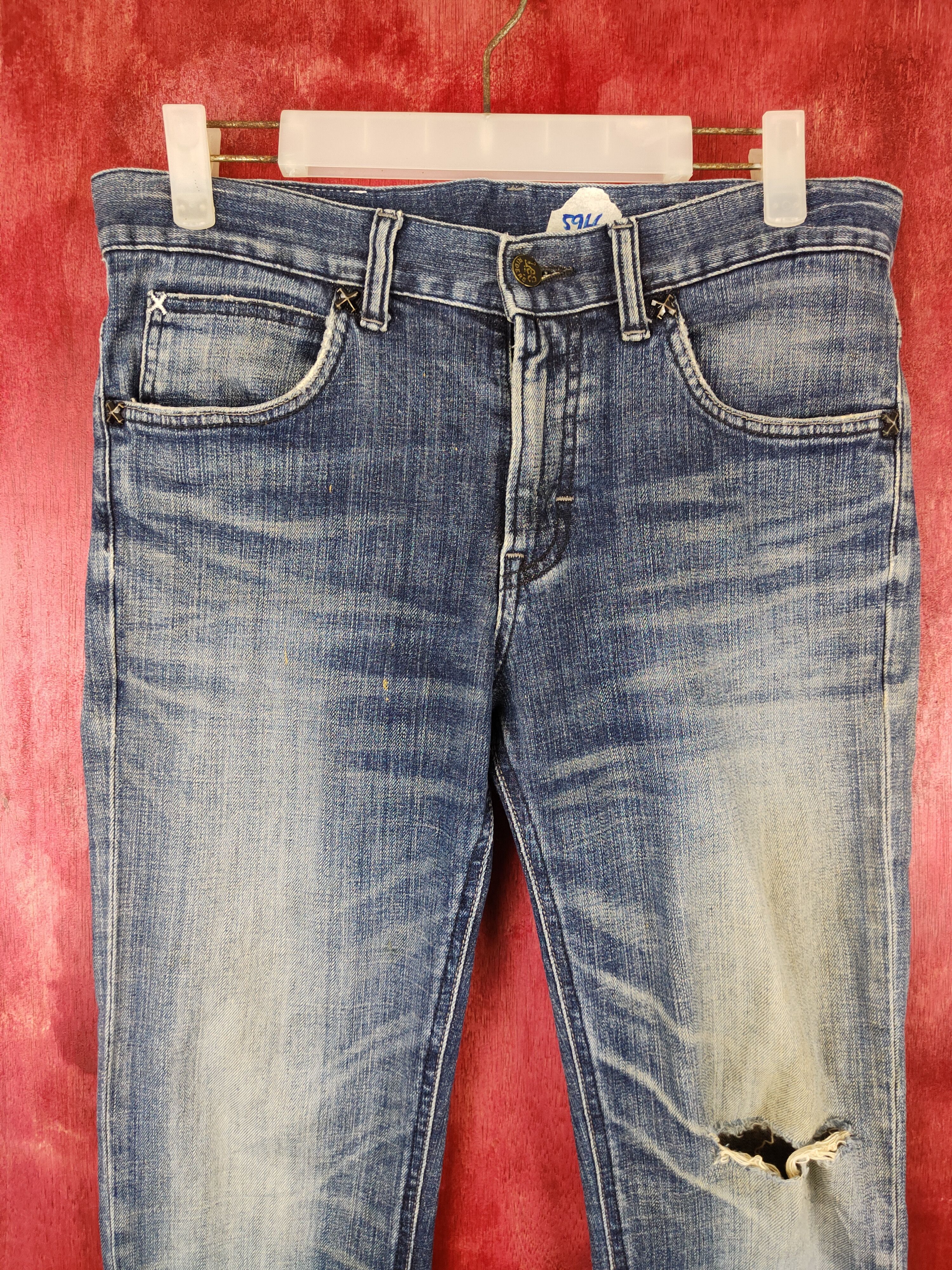 Lee × Vintage Lee Blue faded Denim Distressed vintage jeans Denim #5966 Size US 31 - 2 Thumbnail