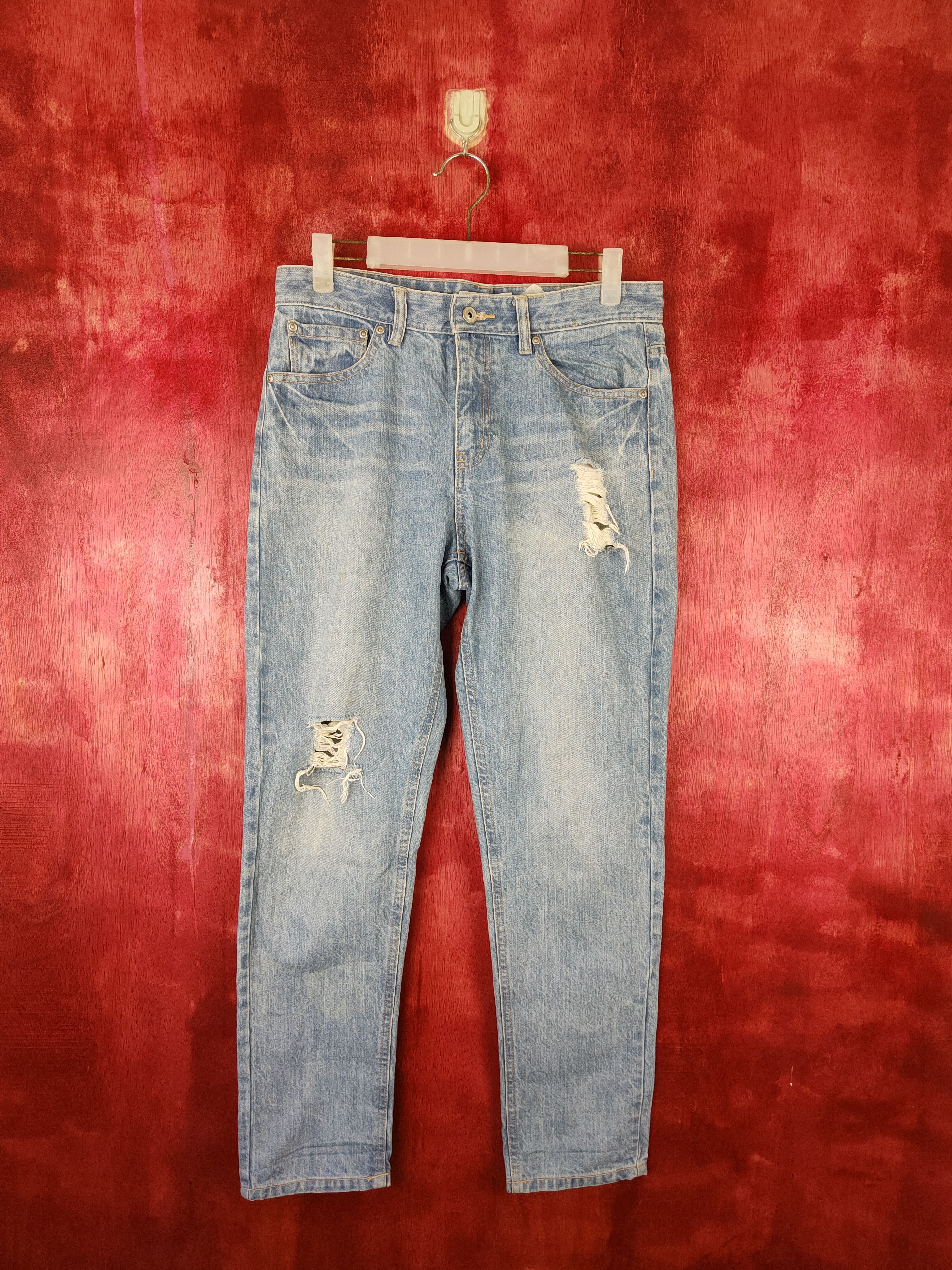 Japanese Brand Colza Blue Denim Distressed Denim #5965 Size 30" / US 8 / IT 44 - 1 Thumbnail