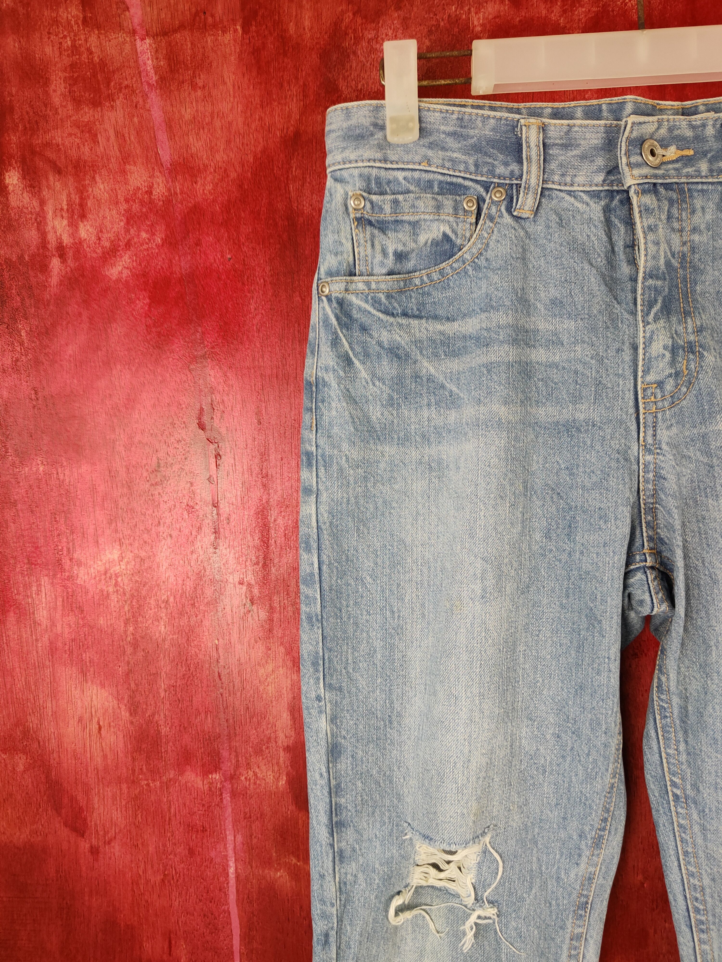 Japanese Brand Colza Blue Denim Distressed Denim #5965 Size 30" / US 8 / IT 44 - 3 Thumbnail