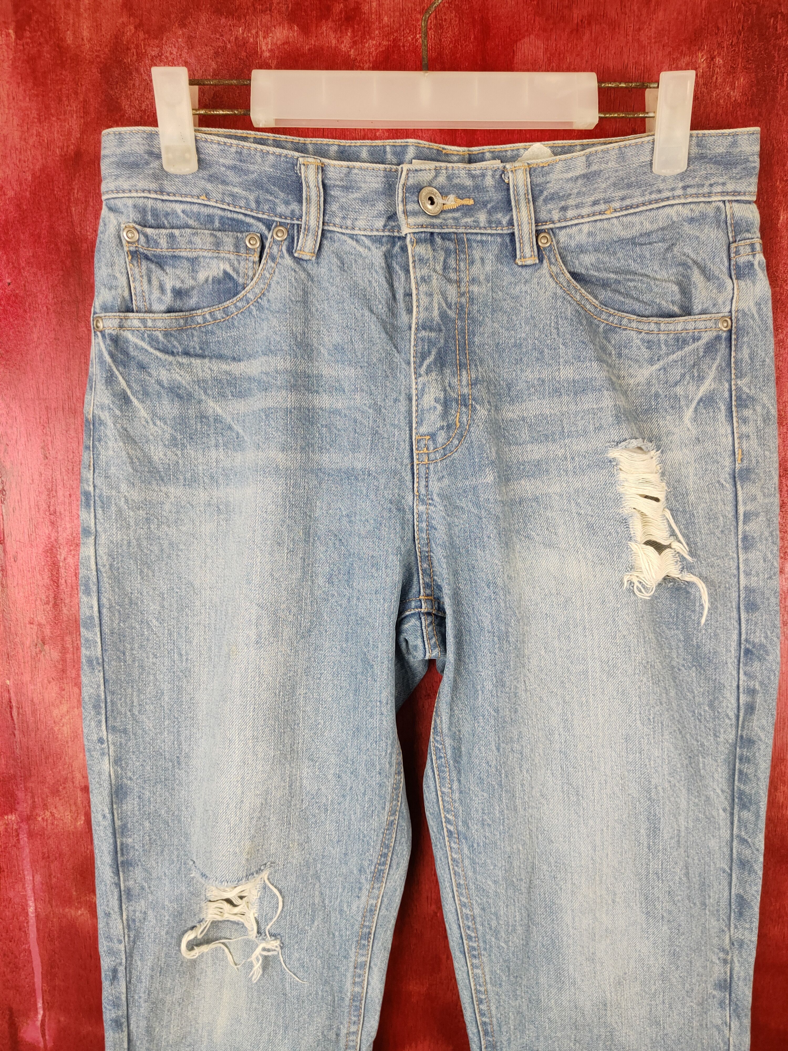 Japanese Brand Colza Blue Denim Distressed Denim #5965 Size 30" / US 8 / IT 44 - 2 Thumbnail