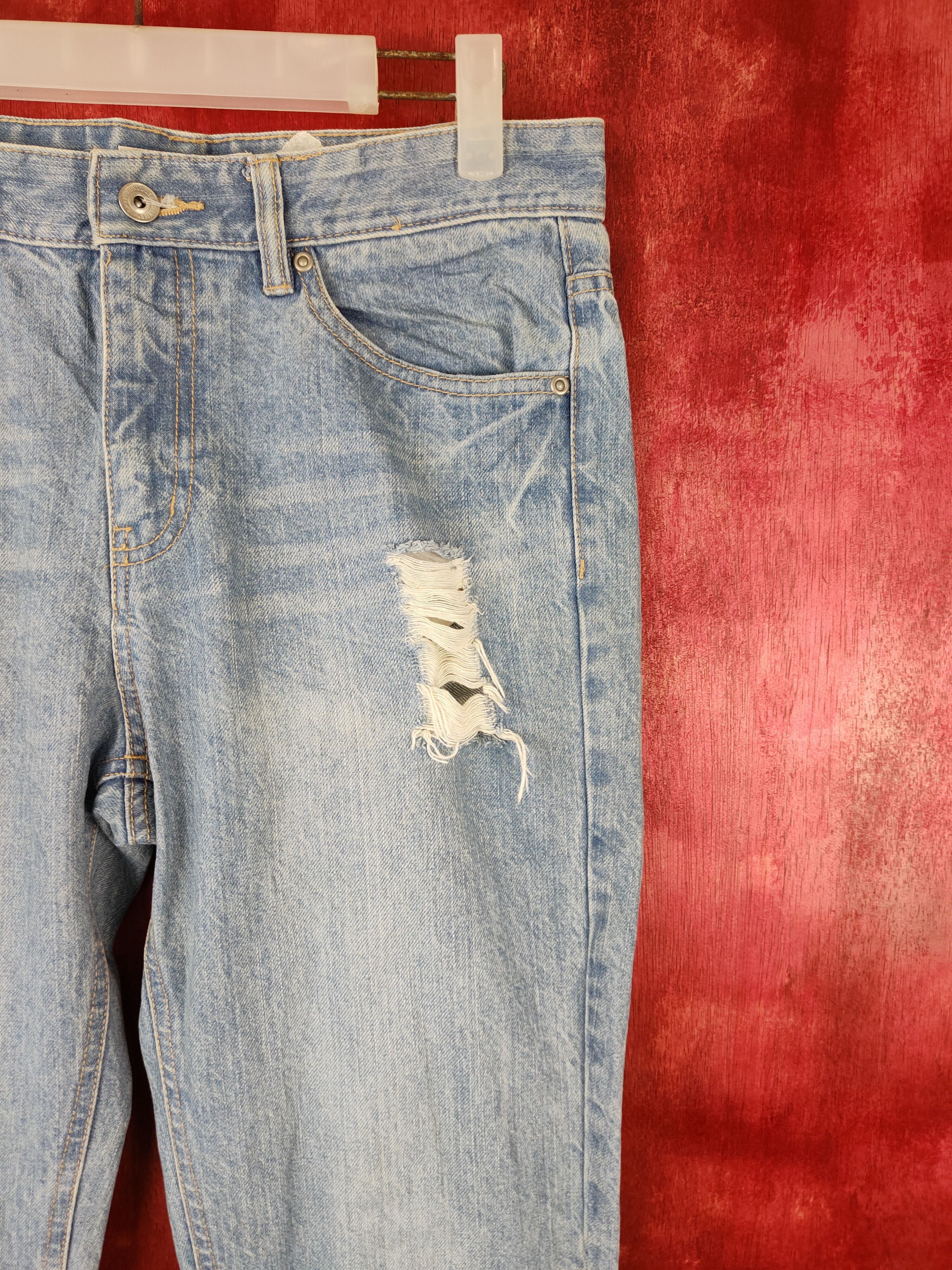 Japanese Brand Colza Blue Denim Distressed Denim #5965 Size 30" / US 8 / IT 44 - 5 Thumbnail