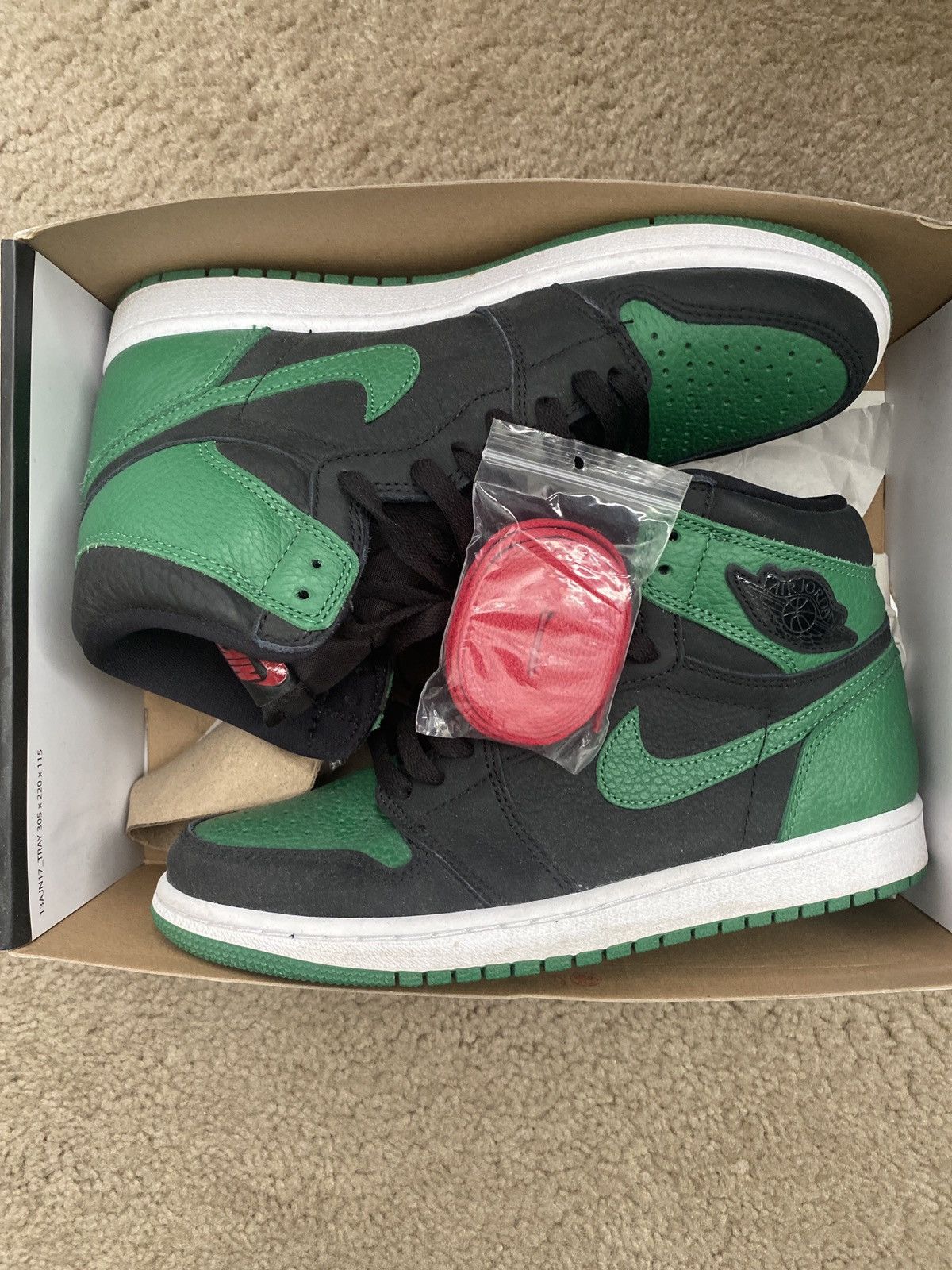 image of Jordan Nike Jordan 1 Retro Pine Green Shoes in Black, Men's (Size 8)
