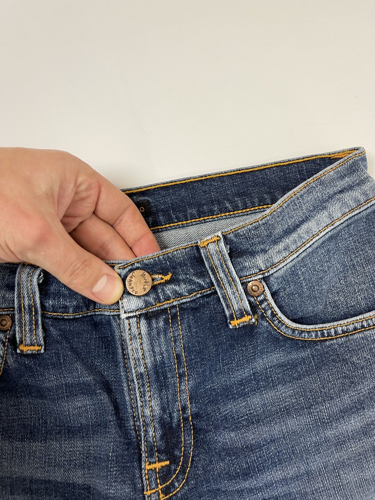 Japanese Brand Nudie Jeans Long John Clean patches denim jeans Size 28" / US 6 / IT 42 - 9 Thumbnail