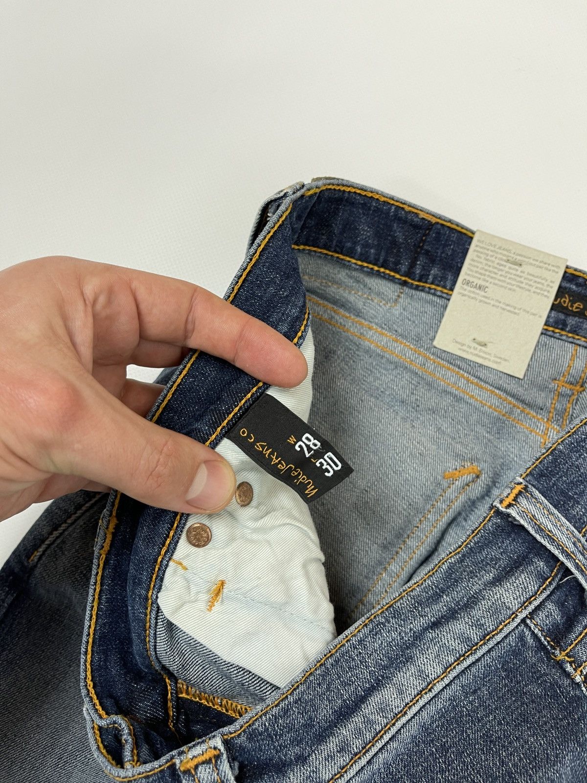Japanese Brand Nudie Jeans Long John Clean patches denim jeans Size 28" / US 6 / IT 42 - 11 Thumbnail