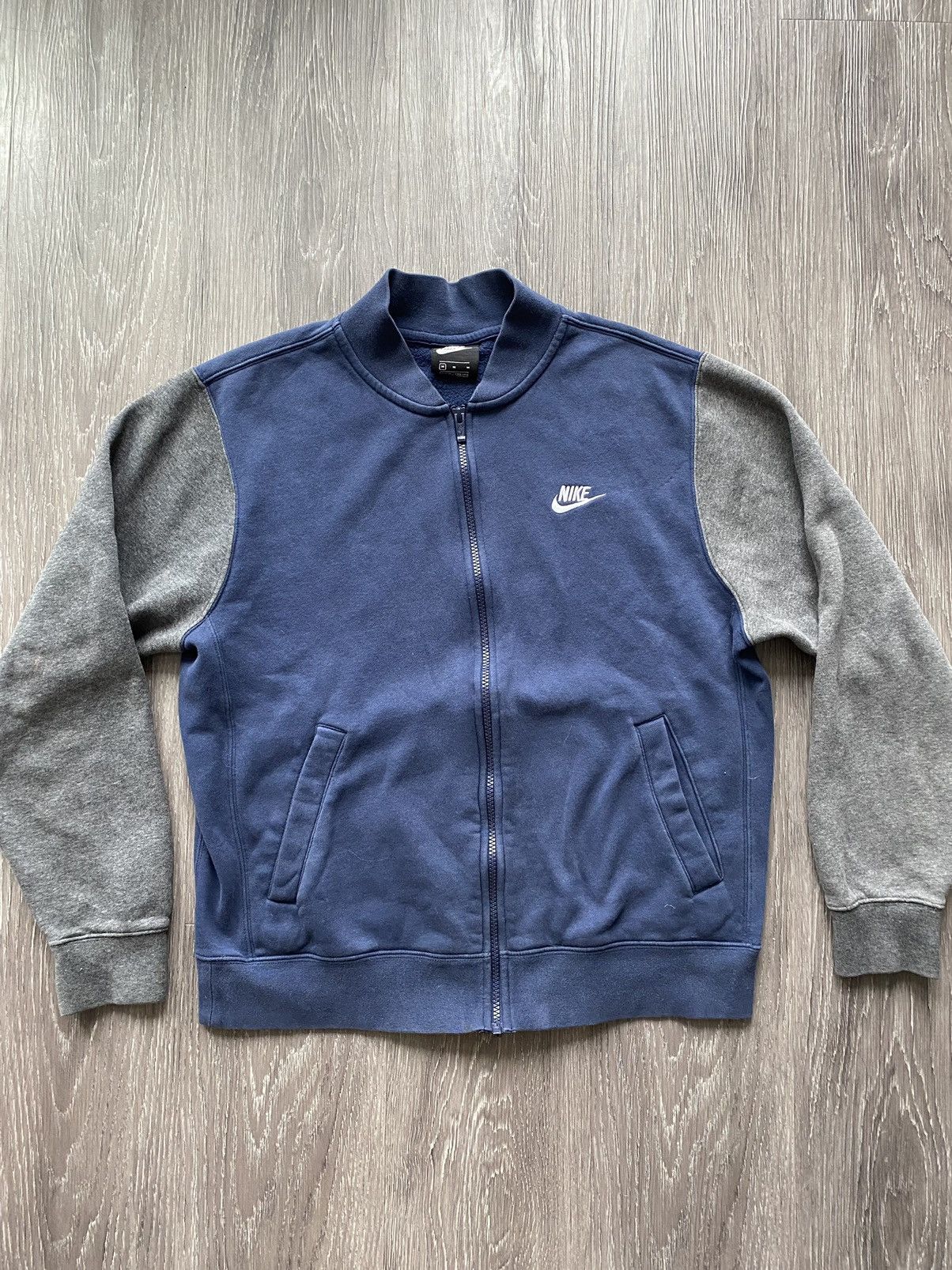 Nike Vintage Nike Fleece Light Varsity Jacket Zip Blue Grey Size US M / EU 48-50 / 2 - 2 Thumbnail