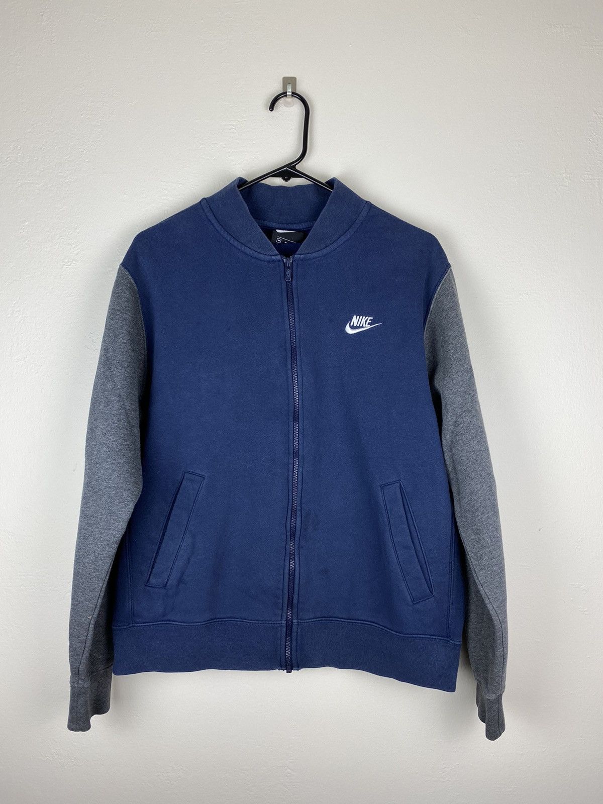 Nike Vintage Nike Fleece Light Varsity Jacket Zip Blue Grey Size US M / EU 48-50 / 2 - 1 Thumbnail