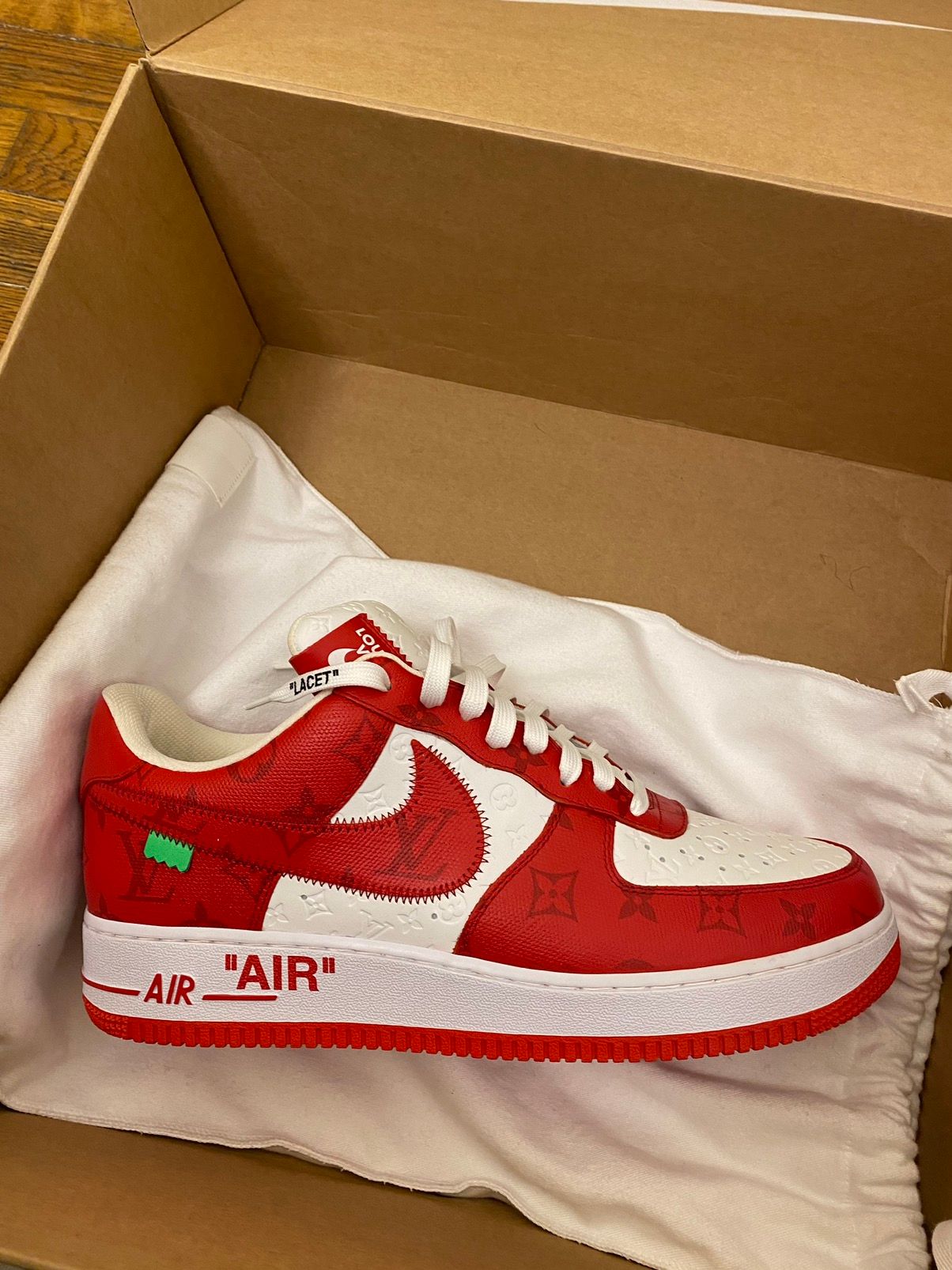 Size 9.5 - Nike Air Force 1 Low x Louis Vuitton White Comet Red
