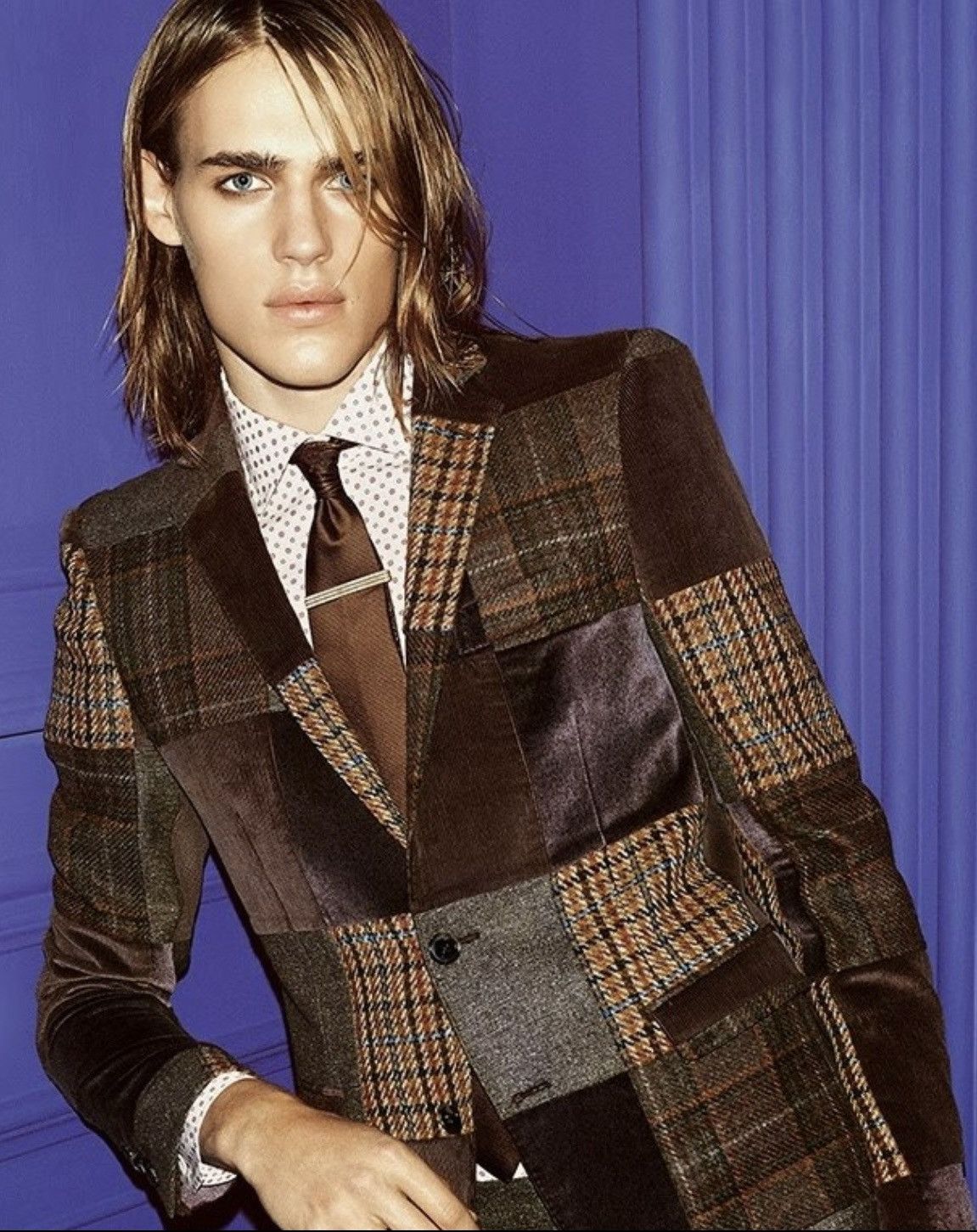 Patchwork velvet blazer