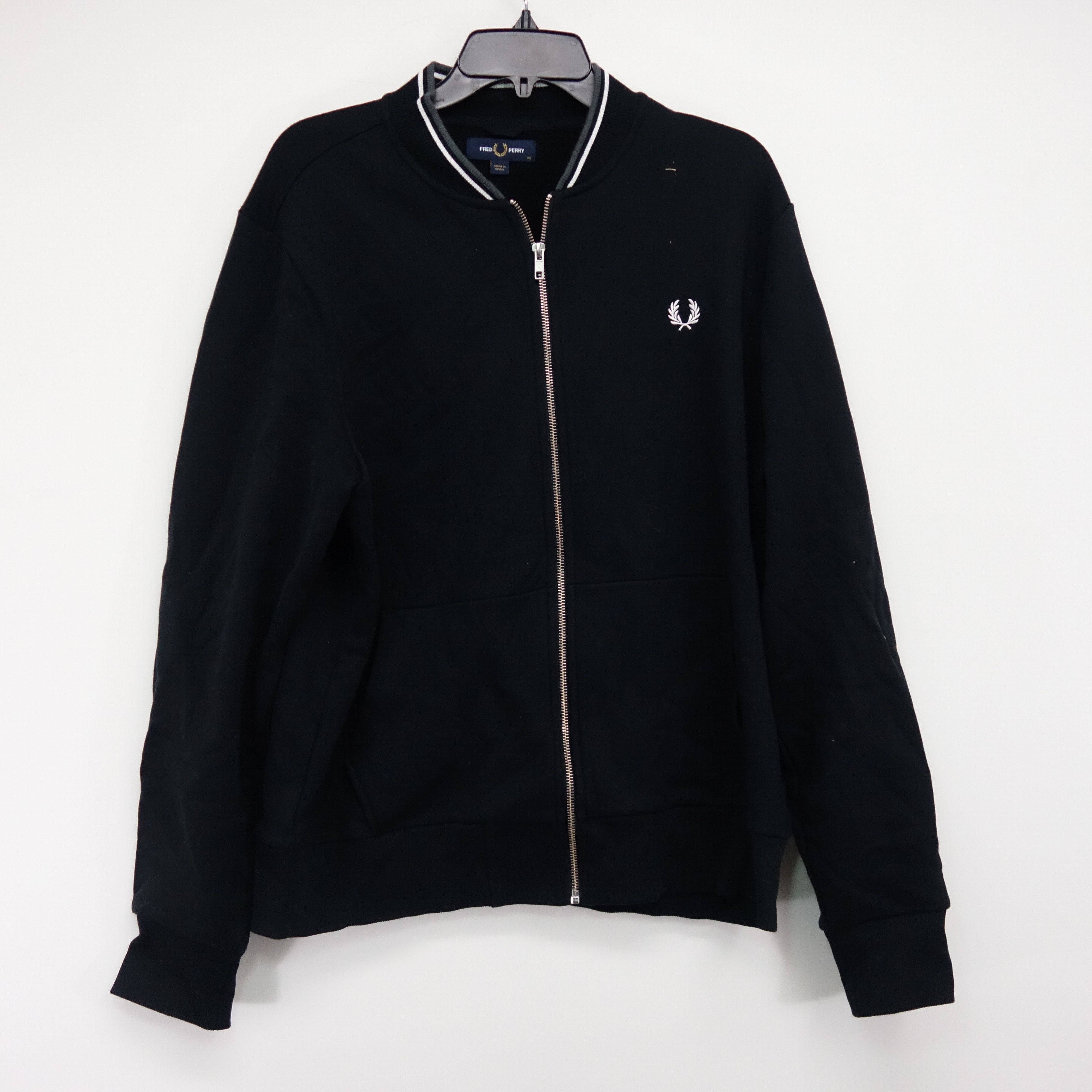 J7504 Black Classic Zip Through Streetwear Sweatshirt XL