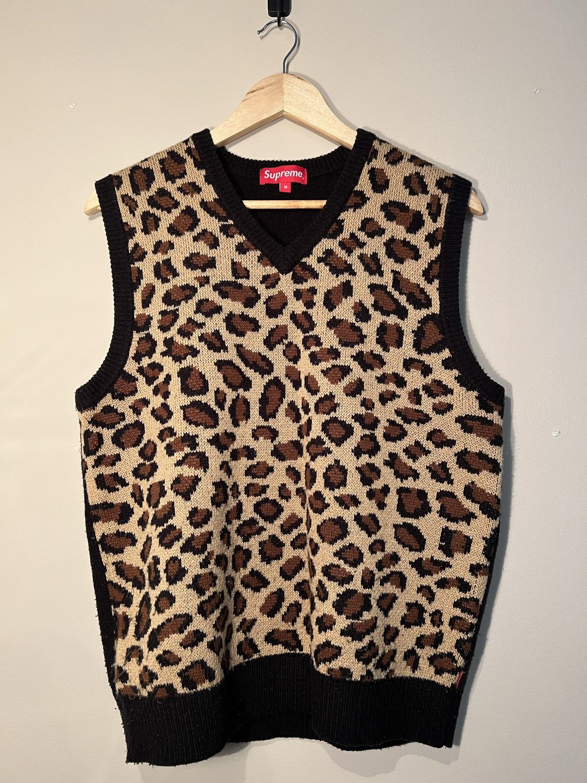 SO ME Big Metal Button Front Leopard Sweater Vest Top main image 0