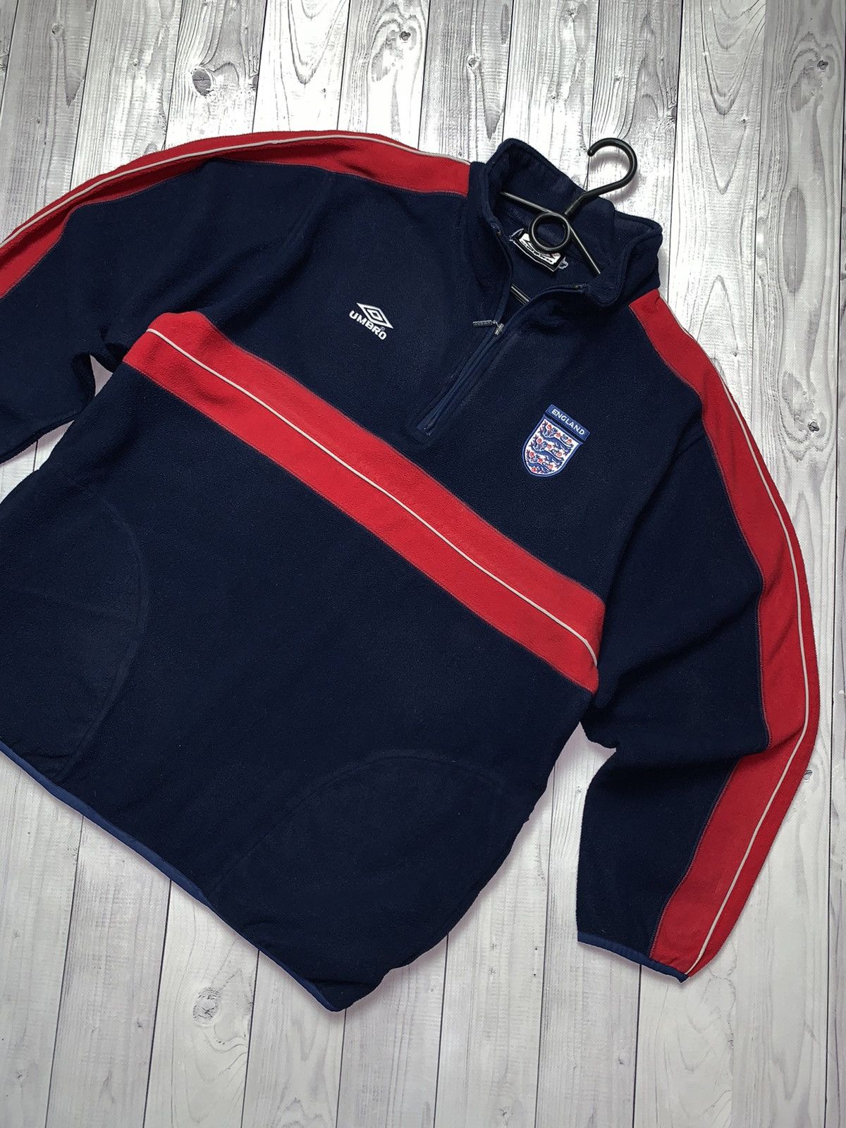 Umbro × Vintage Vintage Umbro England soccer fleece sweatshirt zip 1/4 L Size US L / EU 52-54 / 3 - 2 Thumbnail