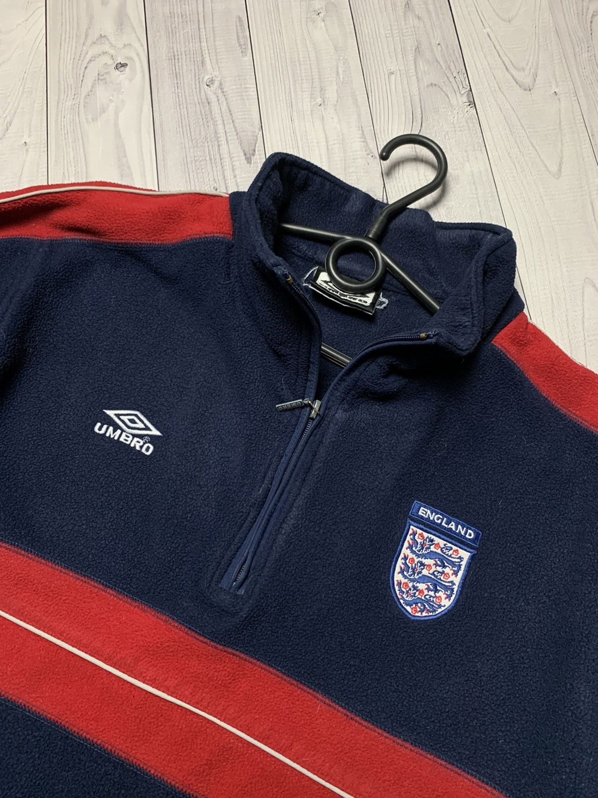 Umbro × Vintage Vintage Umbro England soccer fleece sweatshirt zip 1/4 L Size US L / EU 52-54 / 3 - 3 Thumbnail