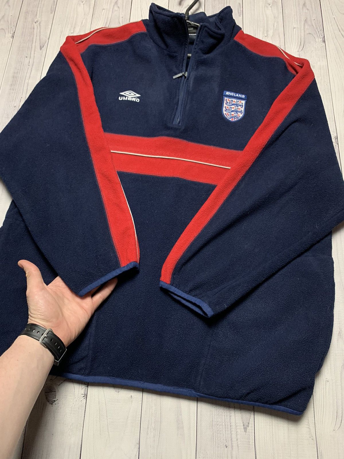 Umbro × Vintage Vintage Umbro England soccer fleece sweatshirt zip 1/4 L Size US L / EU 52-54 / 3 - 6 Thumbnail