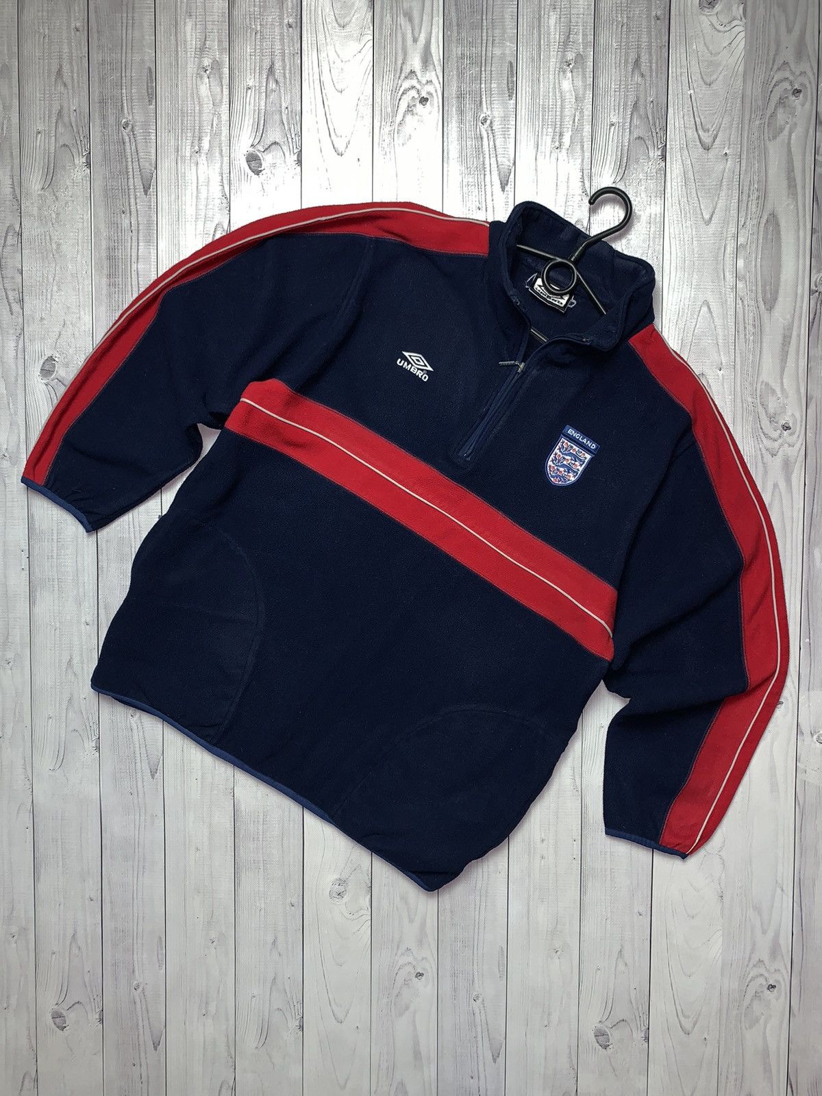 Umbro × Vintage Vintage Umbro England soccer fleece sweatshirt zip 1/4 L Size US L / EU 52-54 / 3 - 1 Thumbnail