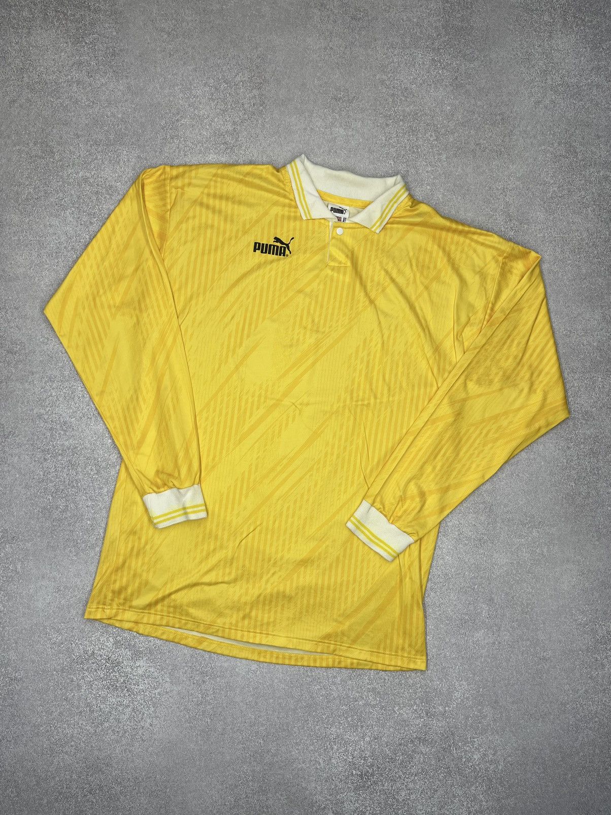 Vintage Puma Rugby Jersey Longsleeve Yellow Y2K Rare size L