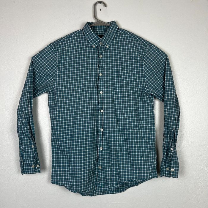 Vintage Johnnie O Button Down Shirt Mens Medium Blue White Sleeve Plaid ...