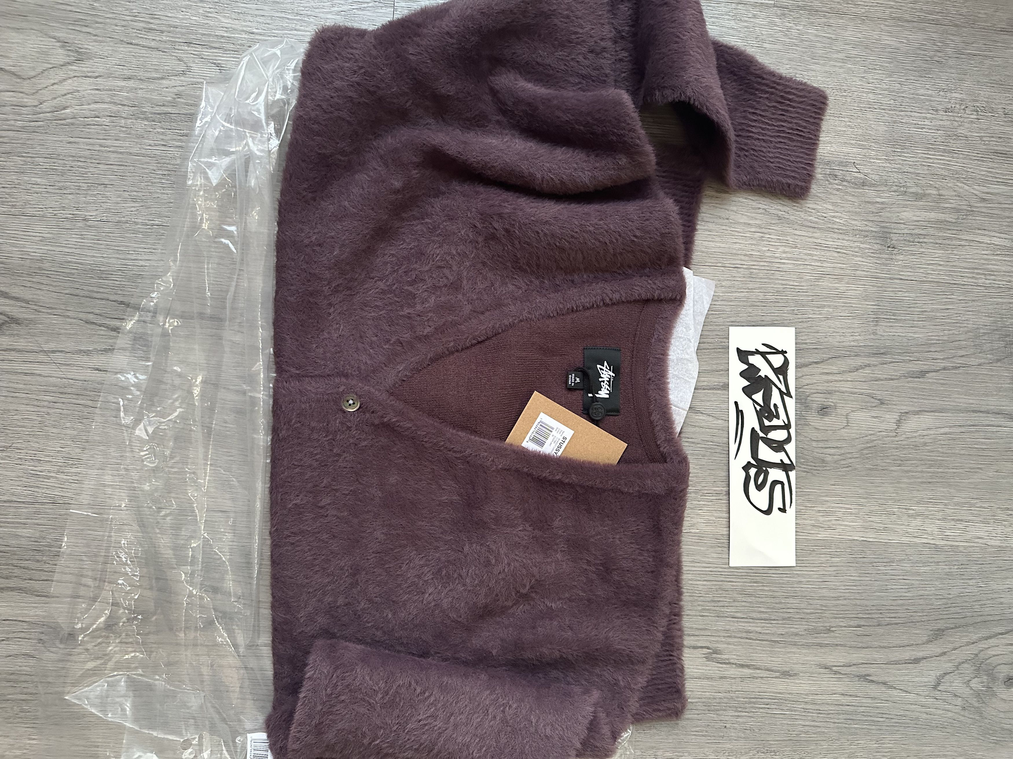 Stussy Stussy Eggplant Purple Shaggy Cardigan Medium | Grailed