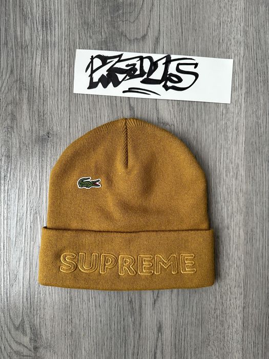 Supreme Supreme x Lacoste Beanie Gold | Grailed