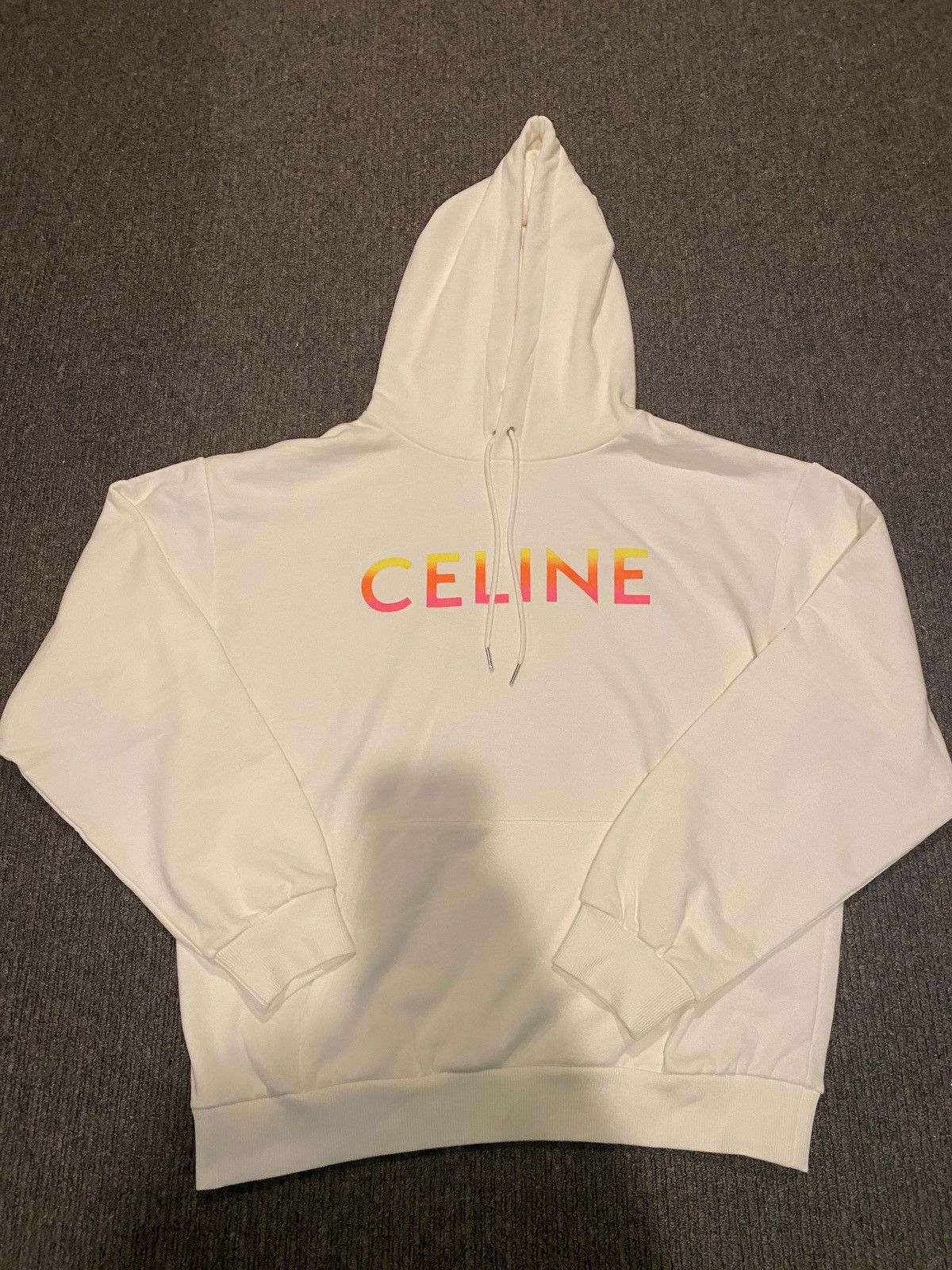 Celine Celine Oversized Logo Print Cotton Blend Jersey Hoodie Grailed