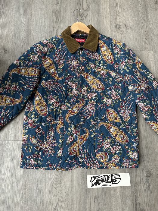 Supreme Supreme Quilted Paisley Jacket Navy Medium | Grailed