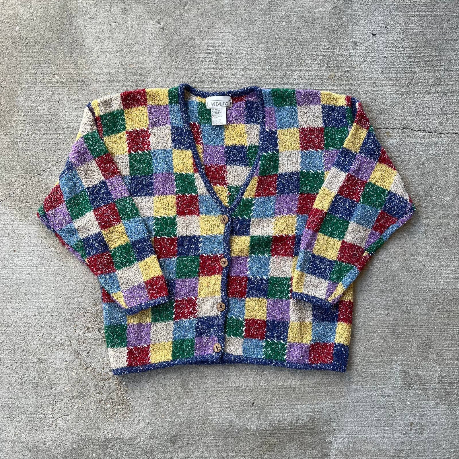 Other Vintage patchwork acrylic cardigan sweatshirt Size US XL / EU 56 / 4 - 1 Thumbnail