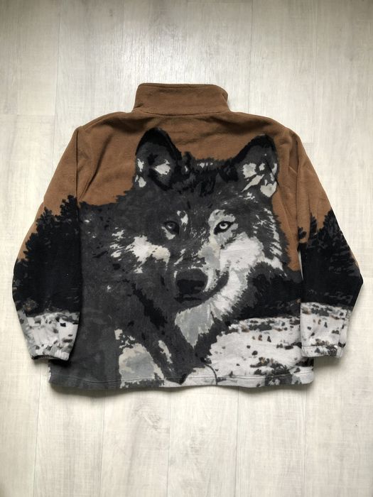 Vintage wolf hot sale fleece jacket