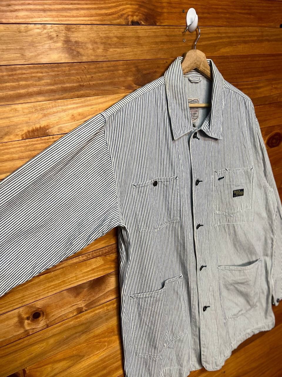 Vintage PRACT STUDIO CHORE JACKET BLUE STRIPE Size US L / EU 52-54 / 3 - 4 Thumbnail