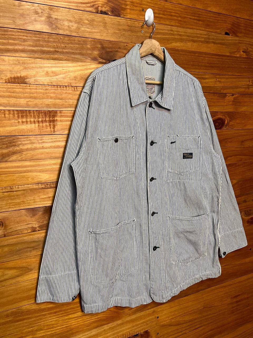 Vintage PRACT STUDIO CHORE JACKET BLUE STRIPE Size US L / EU 52-54 / 3 - 2 Thumbnail