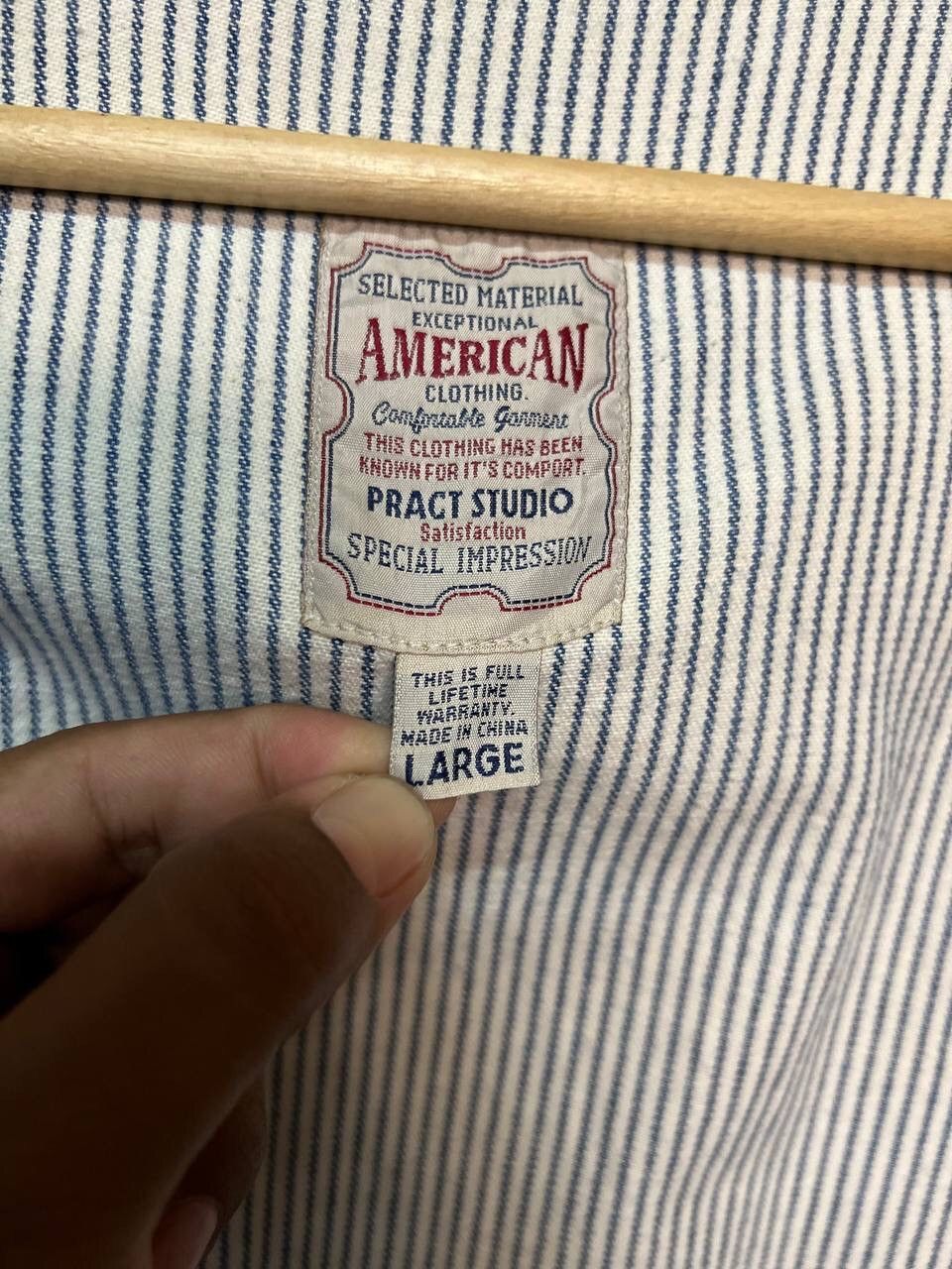 Vintage PRACT STUDIO CHORE JACKET BLUE STRIPE Size US L / EU 52-54 / 3 - 11 Thumbnail