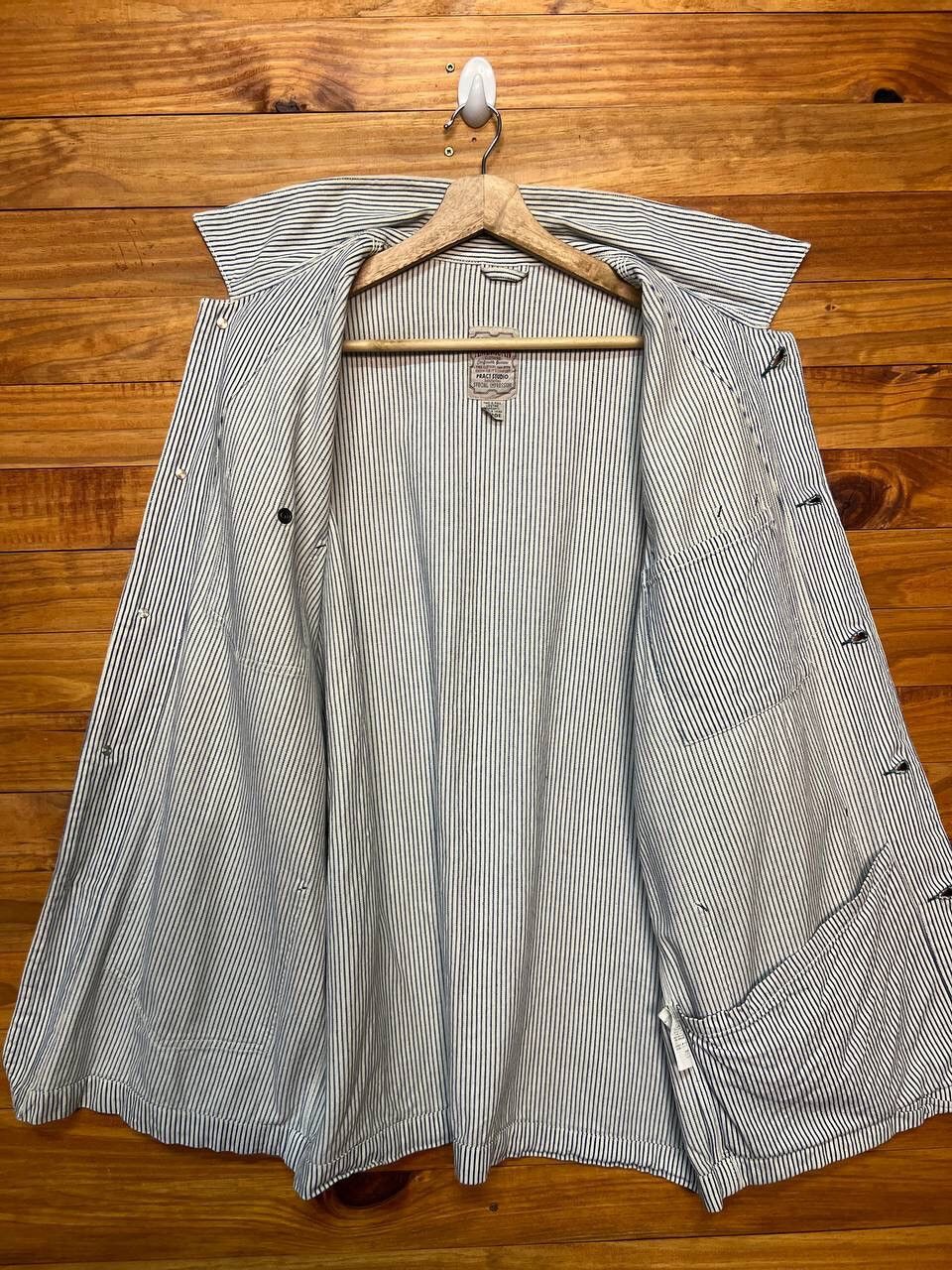Vintage PRACT STUDIO CHORE JACKET BLUE STRIPE Size US L / EU 52-54 / 3 - 10 Thumbnail